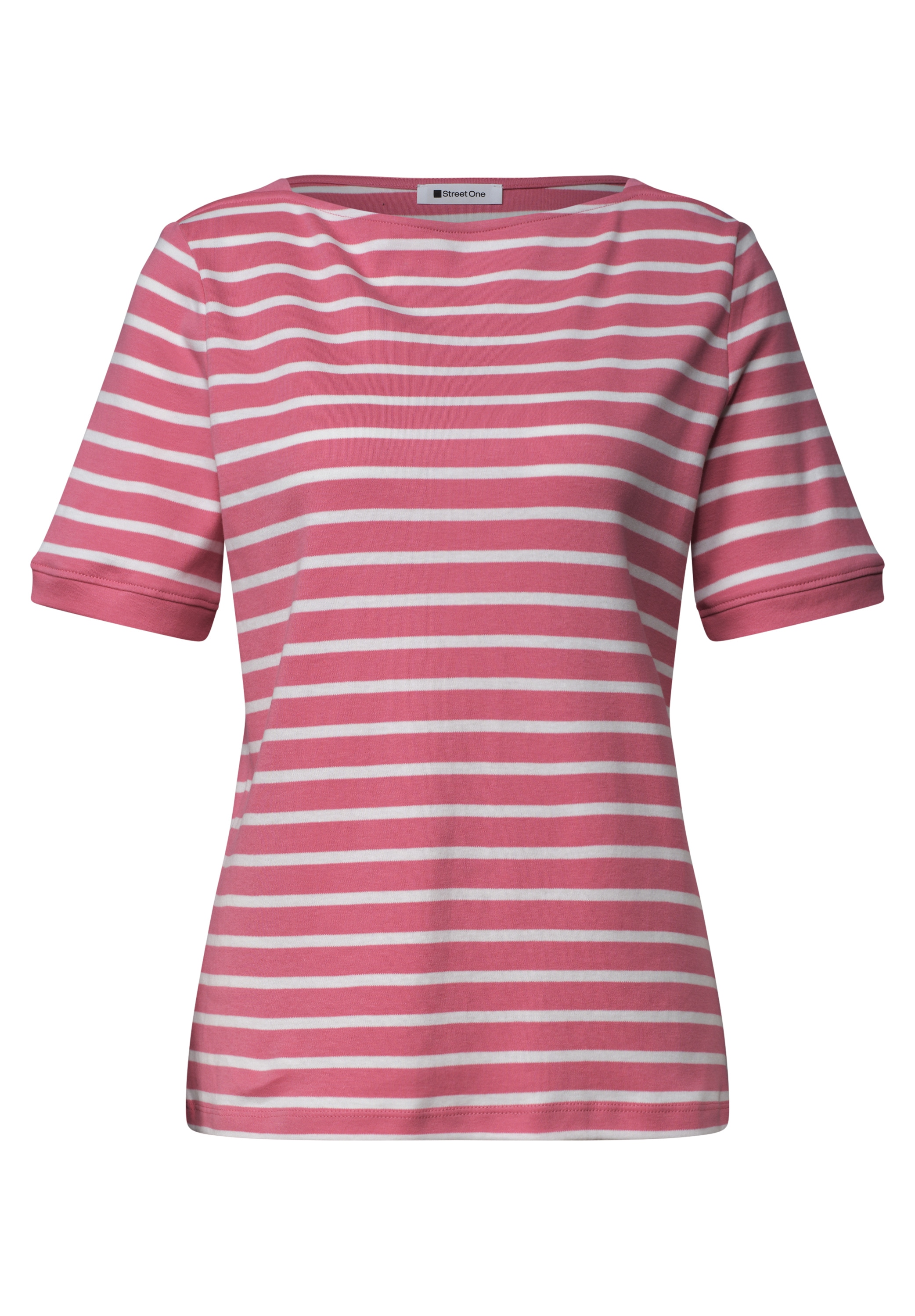 STREET ONE Rundhalsshirt Sommershirt mit Boat Neck und Streifen