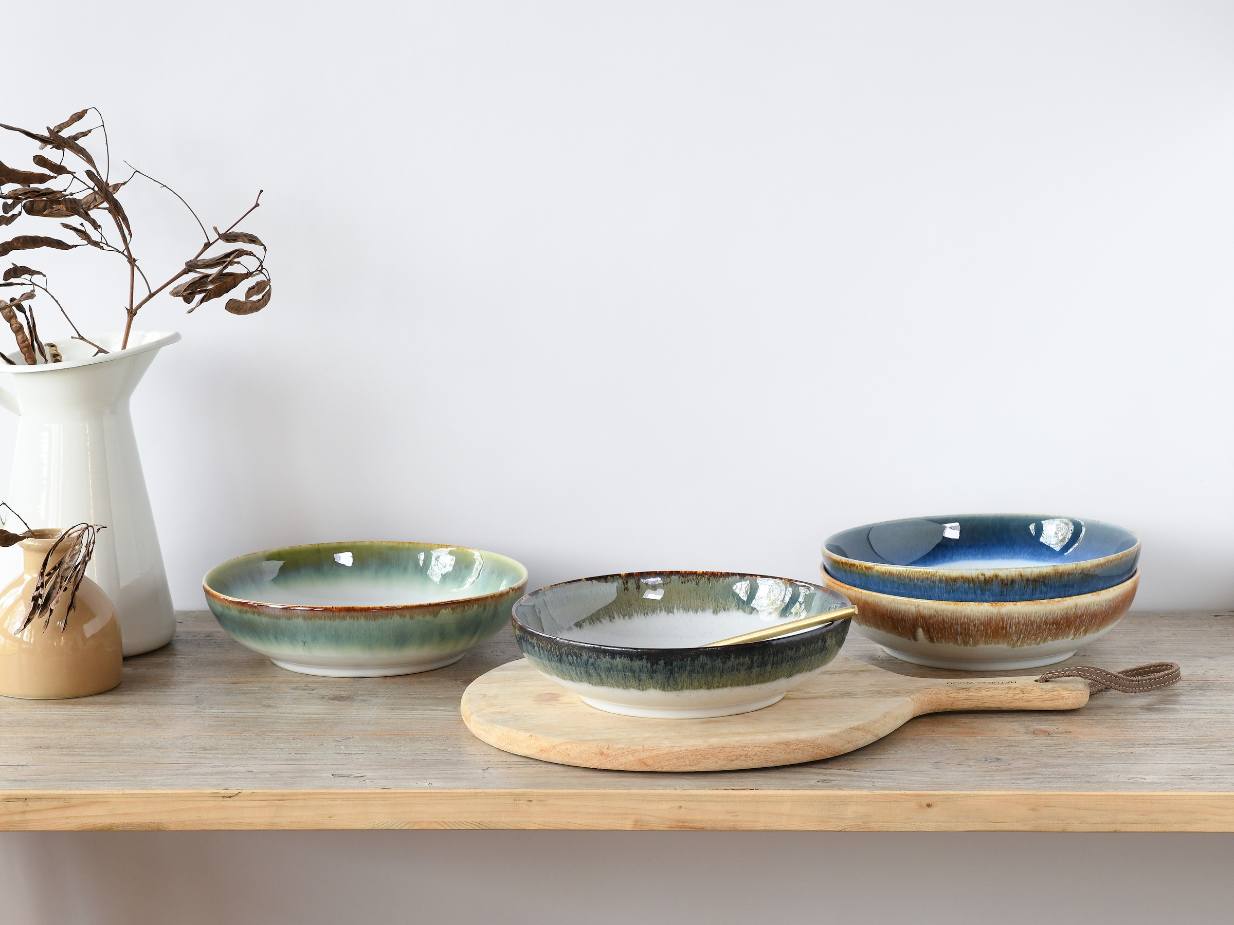 CreaTable Schale »Cascade, Poke Bowl 22,5 cm 4-tlg« 4 Stk. aus Steinzeug Rekativglasur, Healthy Food