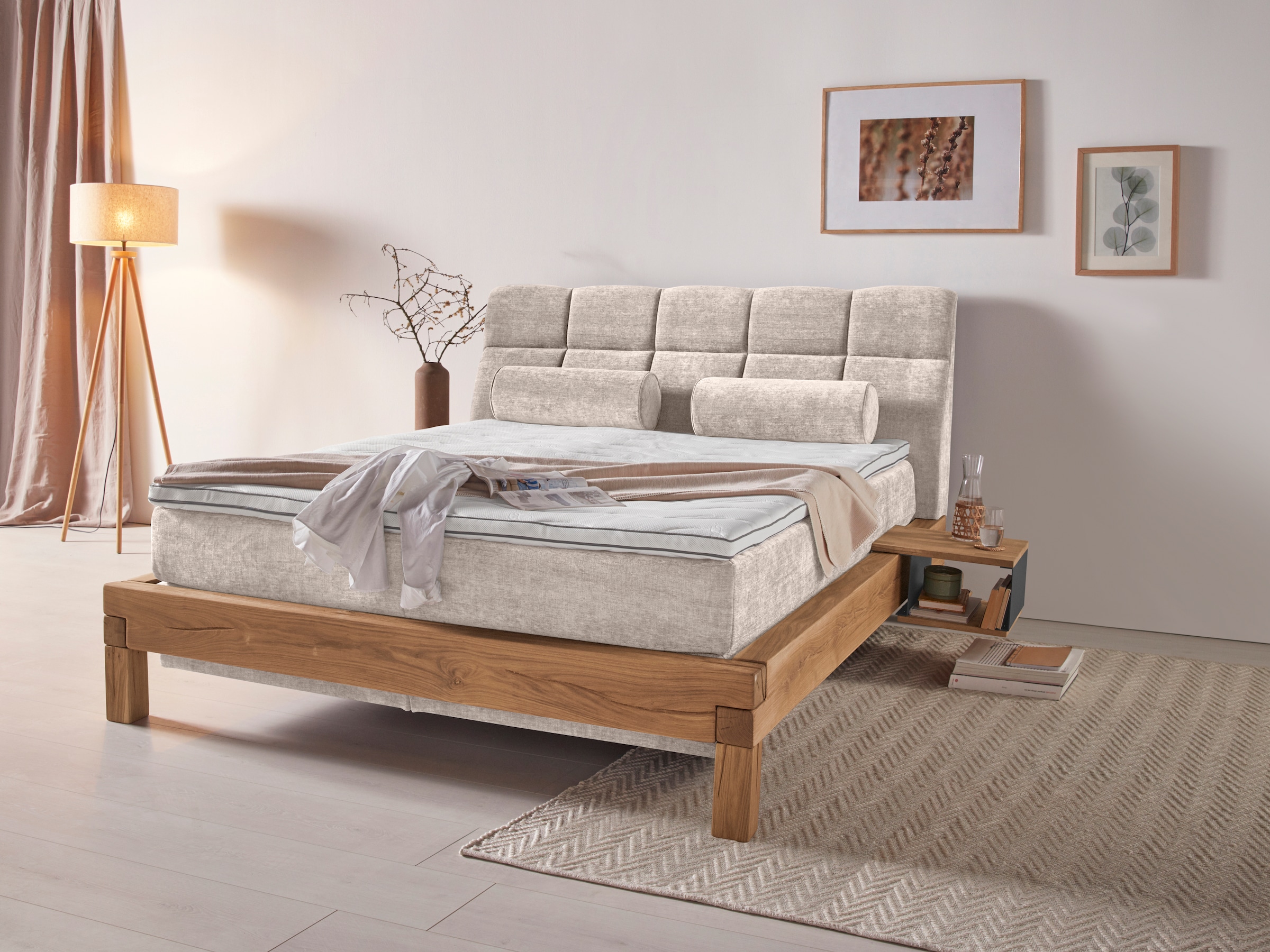 Home affaire Boxspringbett »VILLADS inkl. Taschenfederkernmatratze H2-H4 und Topper« Inside-Boxspring, recycelte Bezugsstoffe, Liegefläche 160 cm x 200 cm