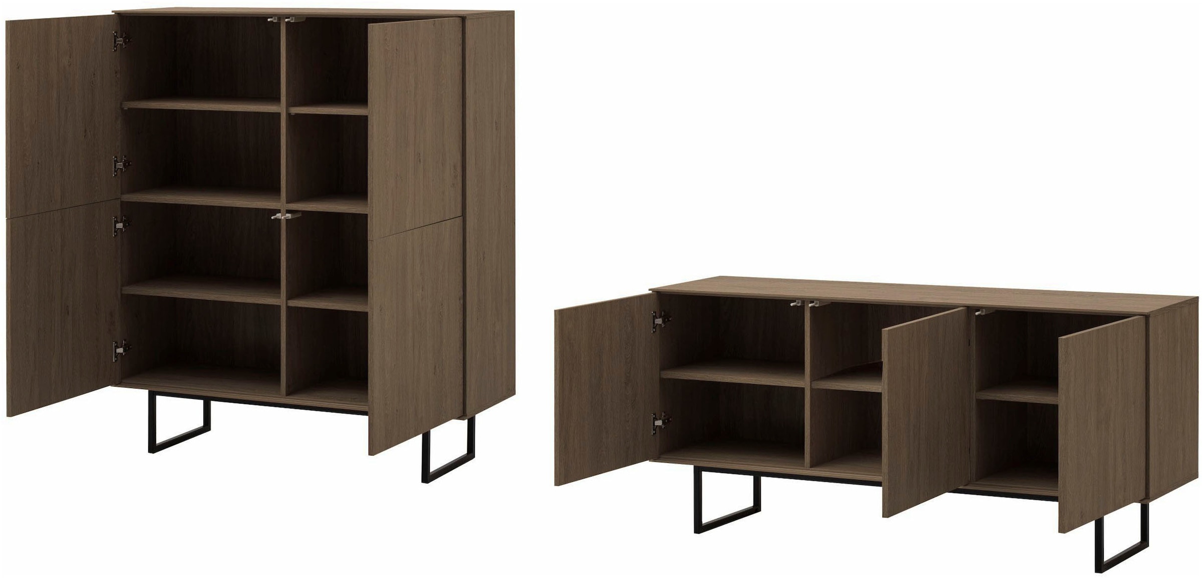 Home affaire Wohnzimmer-Set »Lund, moderne Anbauwand, Wohnzimmer-Set in Stone Oak oder Nussbaum« 2 Stk. tlg.