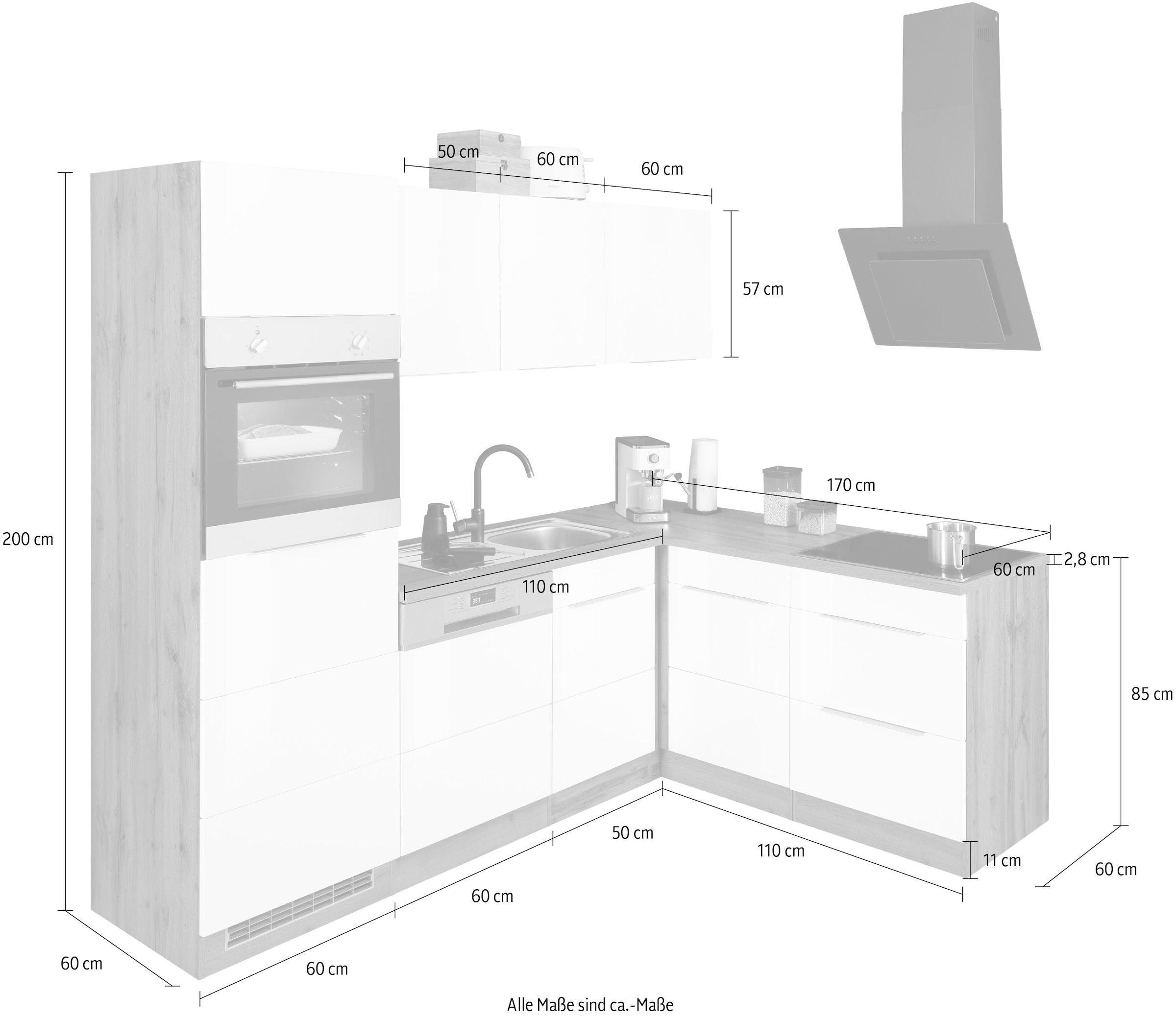 cm Rechnung »Brindisi«, auf mit MÖBEL Winkelküche HELD 230/170 Stellbreite E-Geräten, kaufen