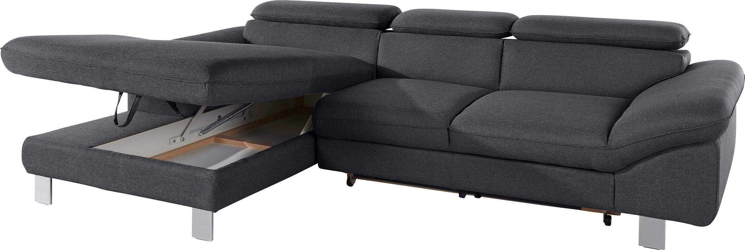 COTTA Polstergarnitur »Driver L-Form«, (Set, 2 tlg.), Set bestehend aus: Ecksofa mit Kopfteilverstellung & Hocker