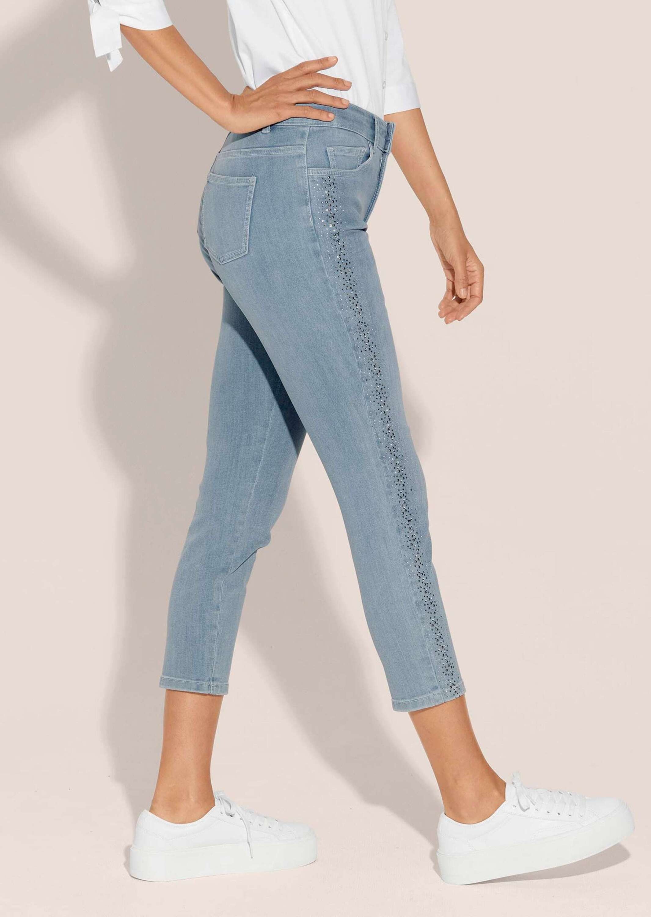 MADELEINE Regular-fit-Jeans »Jeans mit Steinchen Schlanke 7/8-Jeans mit Glanz-Effekt«