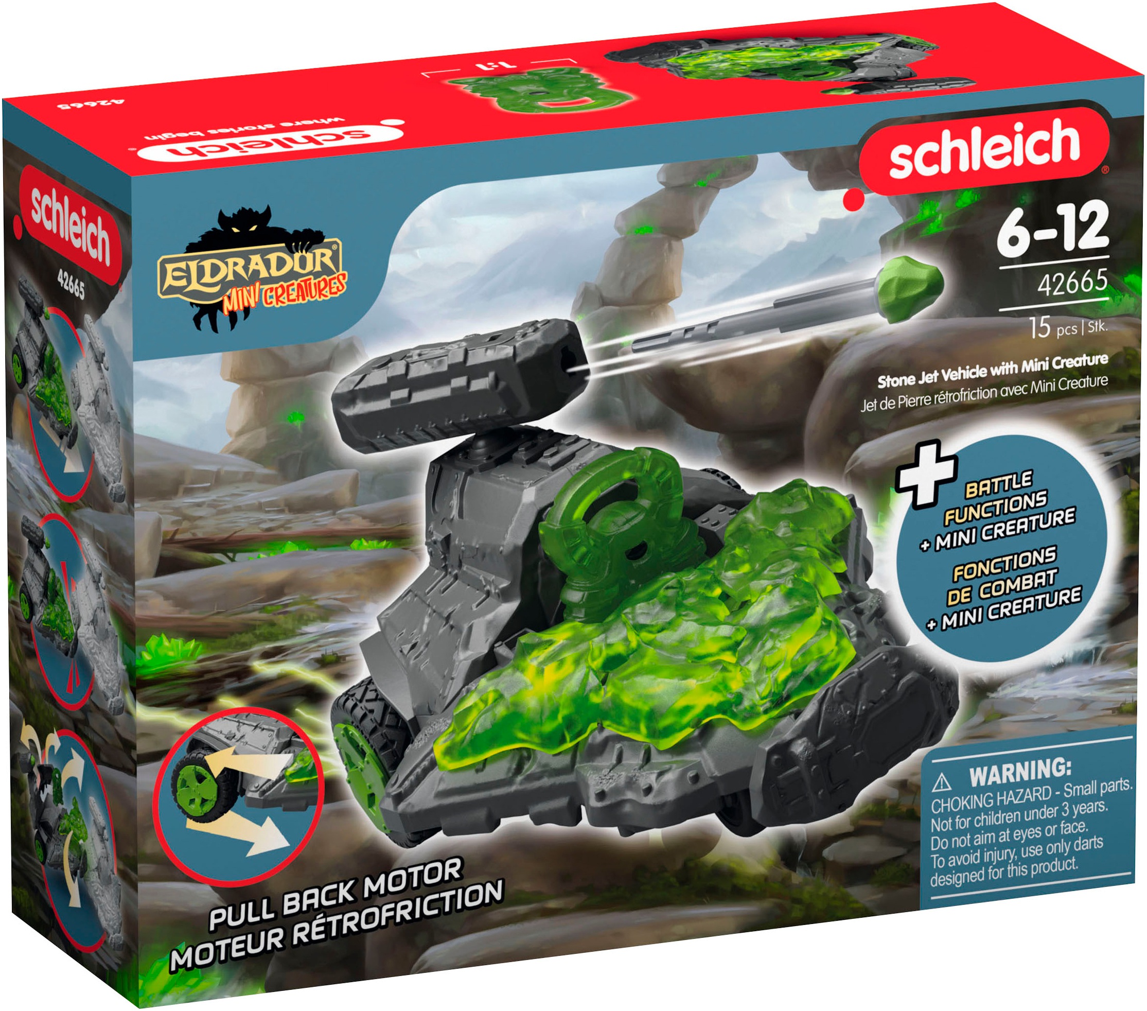 Schleich® Spielzeug-Auto »ELDRADOR® CREATURES, Stein Düsenjet Fahrzeug mit Mini Cretaure (42665)«, Made in Europe