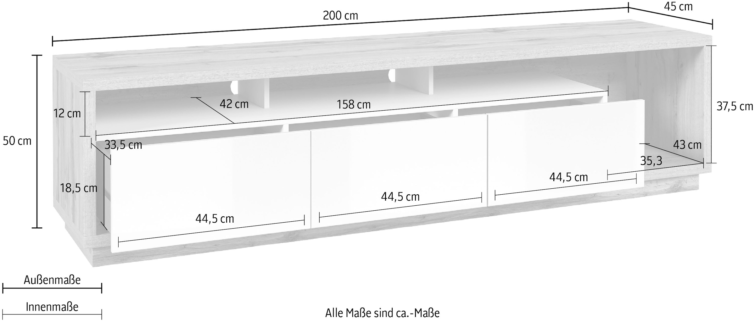Helvetia Lowboard »Celine«, 200 cm bestellen Raten auf Breit
