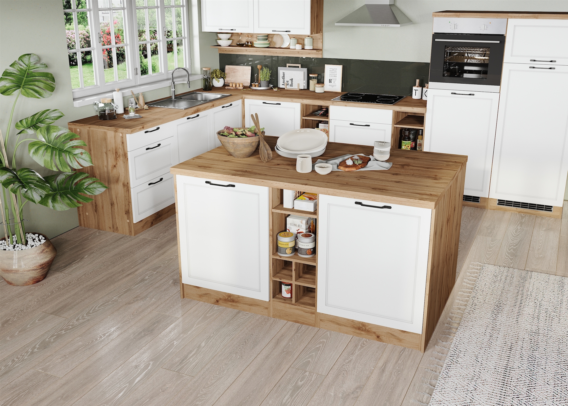 KOCHSTATION Kücheninsel »KS-Lana, Breite 153 cm« MDF-Fronten, Arbeitsplatte 38mm stark