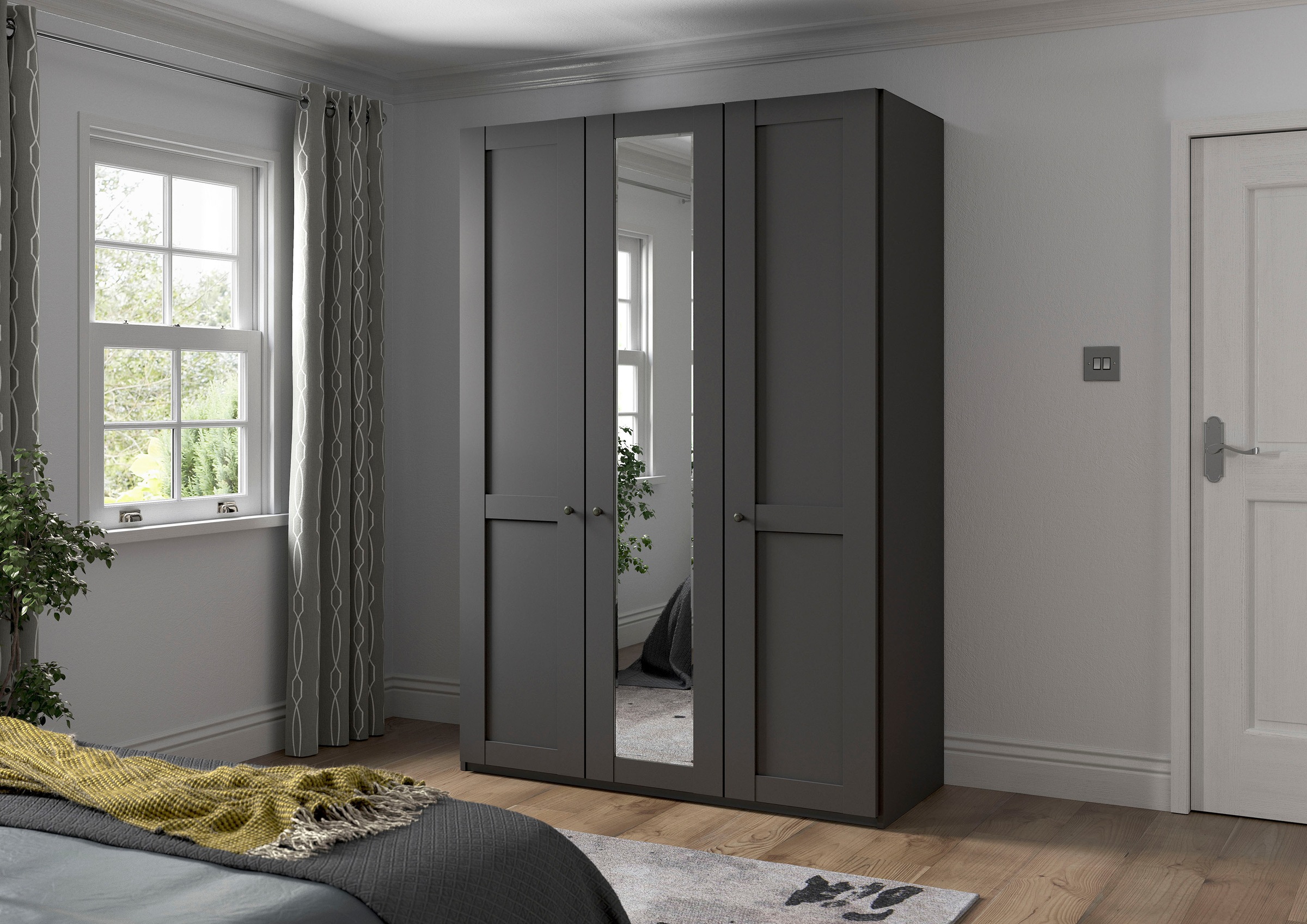 WIEMANN Drehtürenschrank »Göteborg, mit 95° Öffnungswinkel, Made in Germany«, inkl. Spiegel und Türendämpfung, moderner Landhausstil
