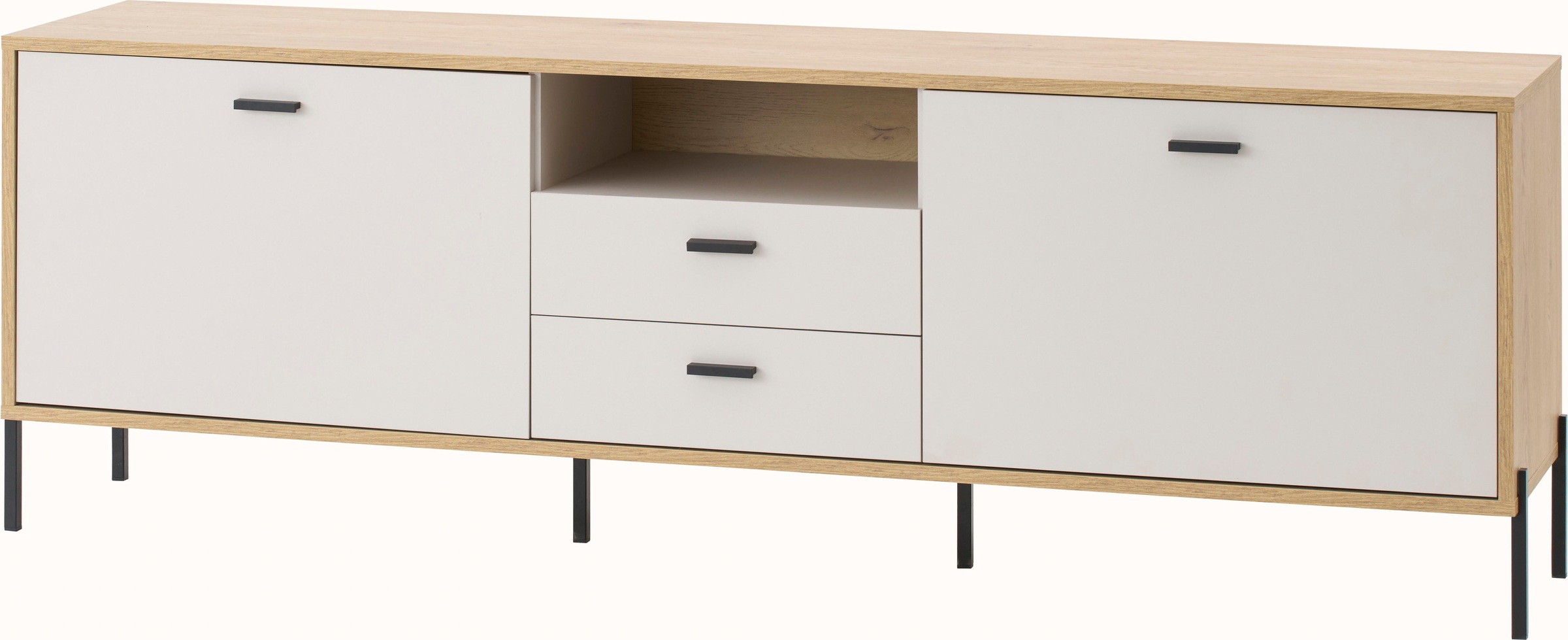 Home affaire Lowboard »Fredericia, TV-Schrank in Kaschmir, moderner TV-Unterschrank, Kommode« zeitlos, schwarze Metallgriffe und -füße, ausreichend Stauraum