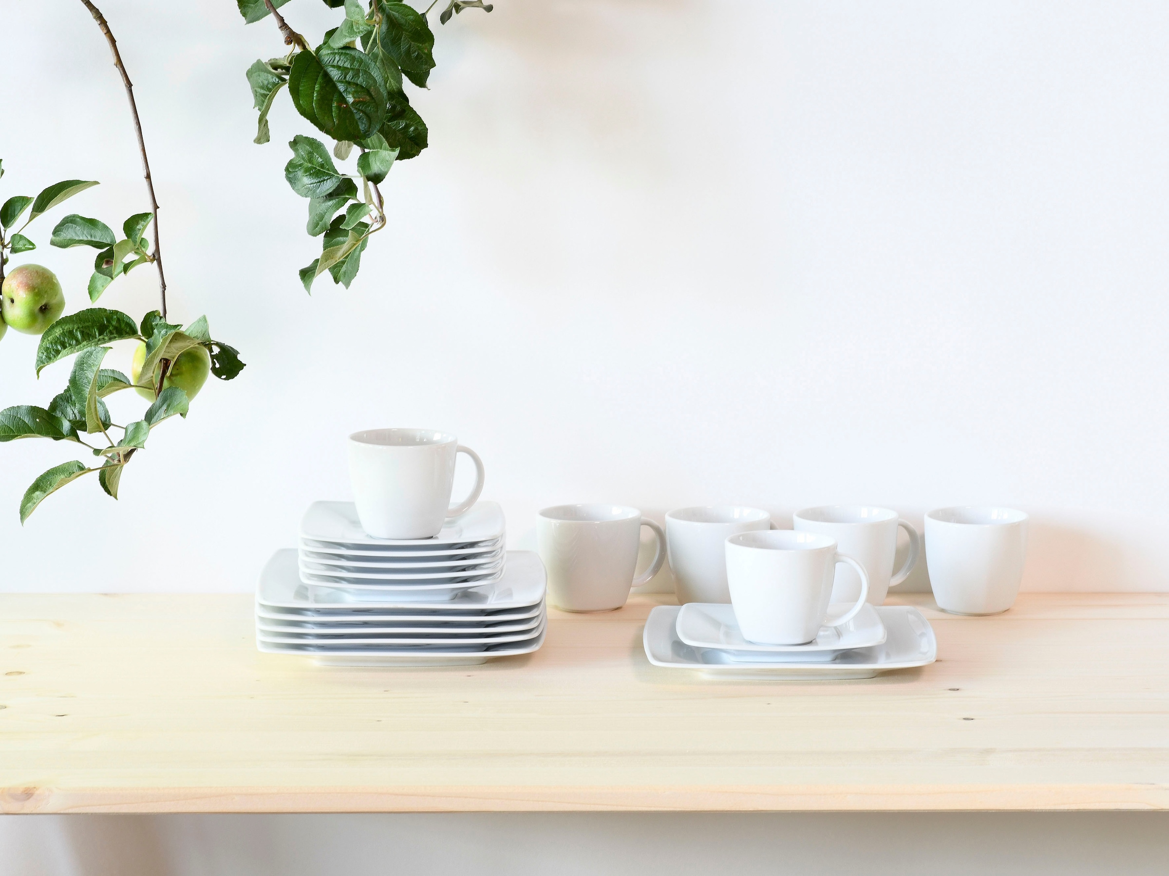 CreaTable Kaffeeservice »Victoria Weiss«, (Set, 18 tlg.), abgerundete, quadratische Form