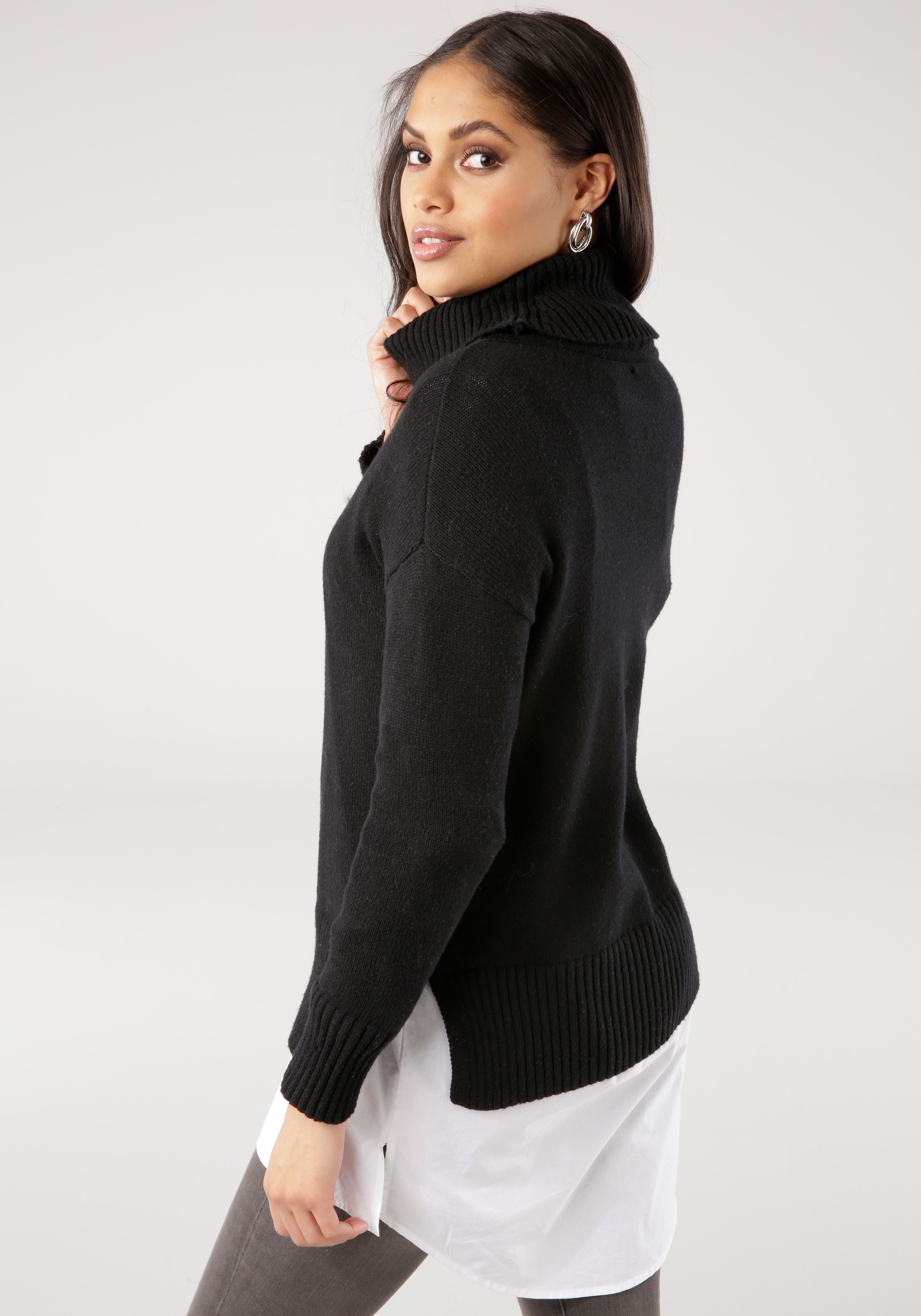 Tamaris Rollkragenpullover, mit Rippdetails