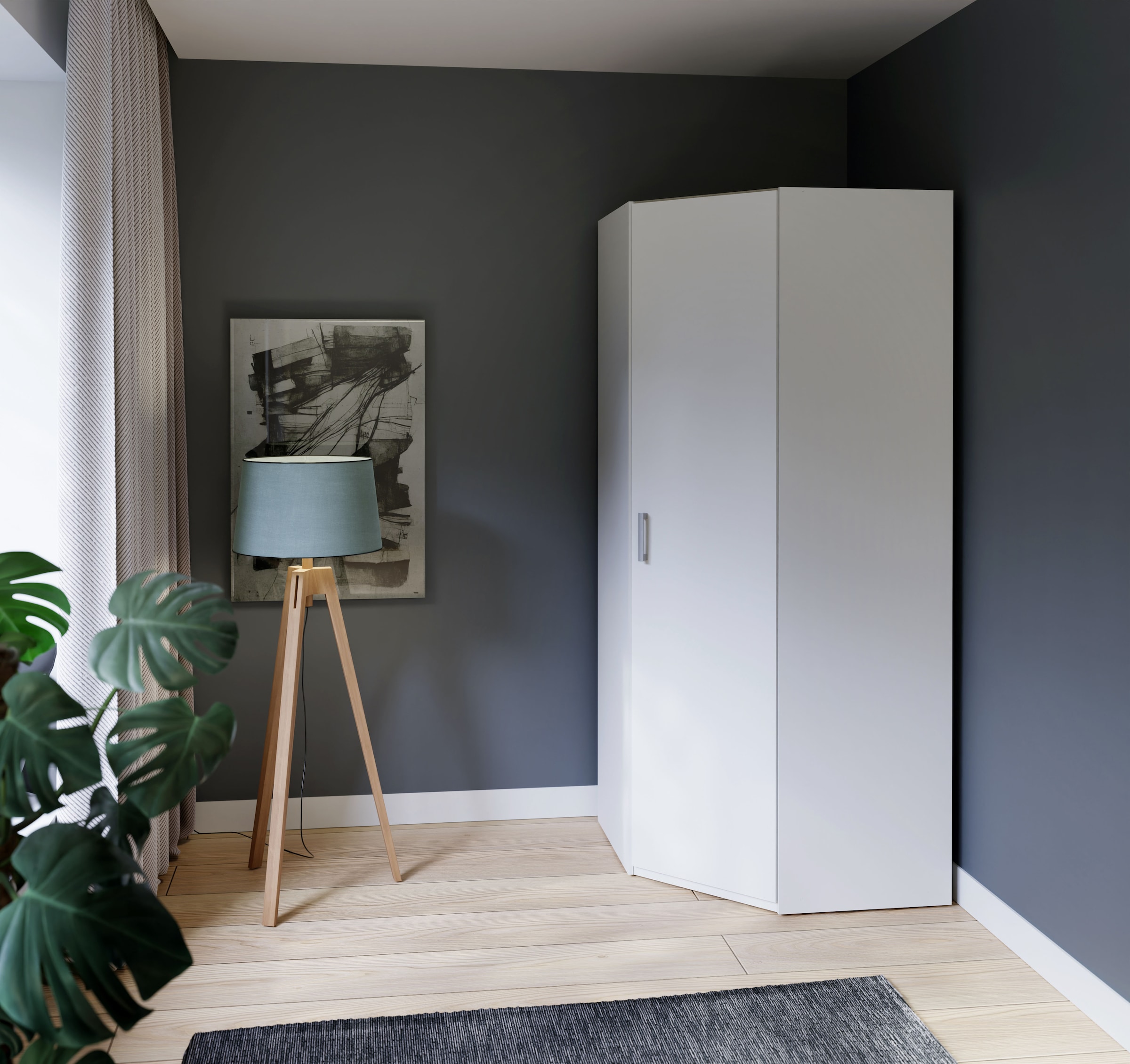 FORTE Eckkleiderschrank, Eckkleiderschrank, Stauraum, Aufsatz optional bestellbar