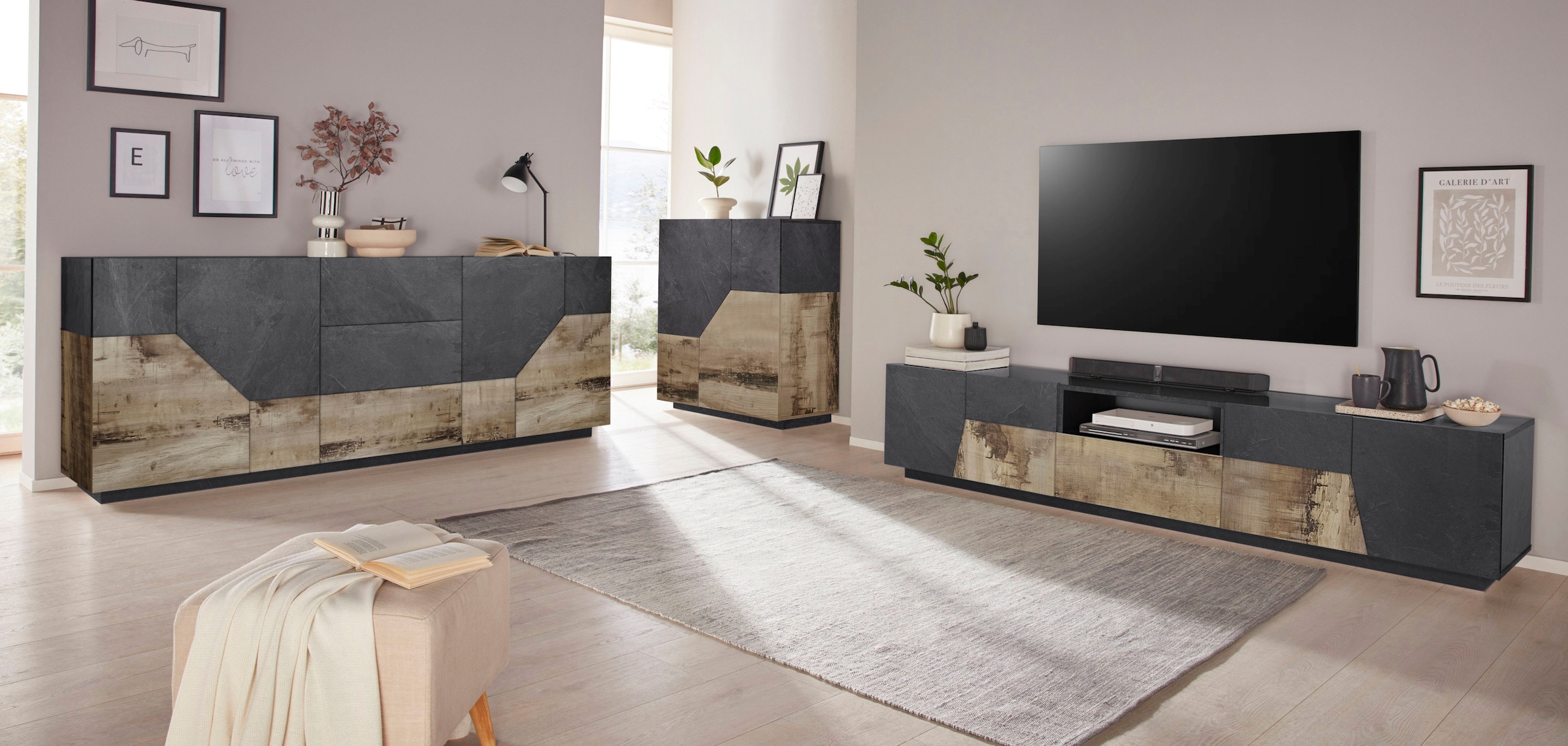 INOSIGN Lowboard »ALIEN- TV-Board, mit 4 Türen, 1 Schublade und 1 offenes Fach«, TV-Kommode Breite ca. 220 cm "Made in Italy"