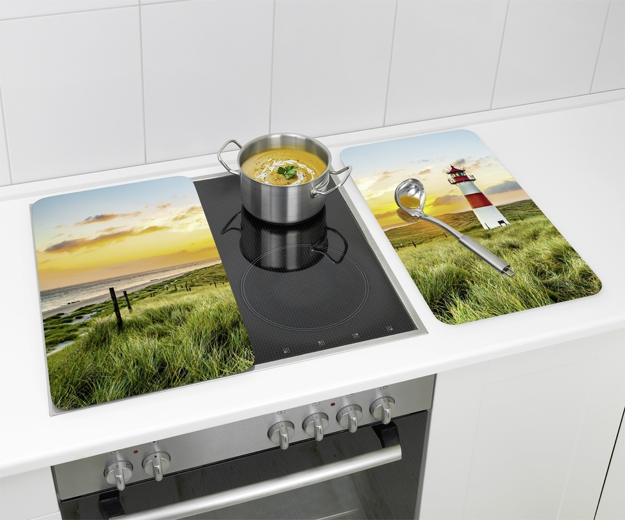 Maximex Herd-Abdeckplatte »Universal Modell Leuchtturm«, (Set, 2 tlg.), Herdabdeckung für alle Herdarten, kratzfest, mit rutschfesten Füßen