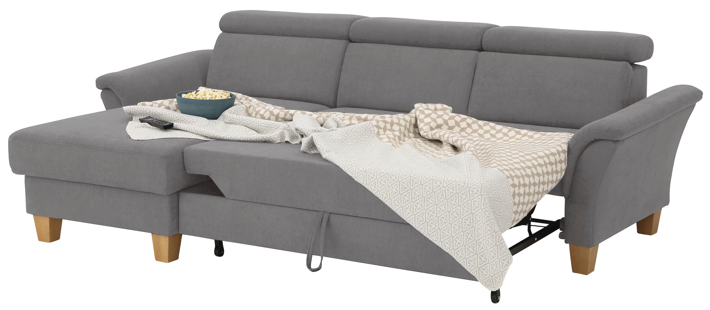 Home affaire Ecksofa »Conville L-Form«, Federkern, wahlweise mit Bettfunktion und Bettkasten bzw. Stauraum