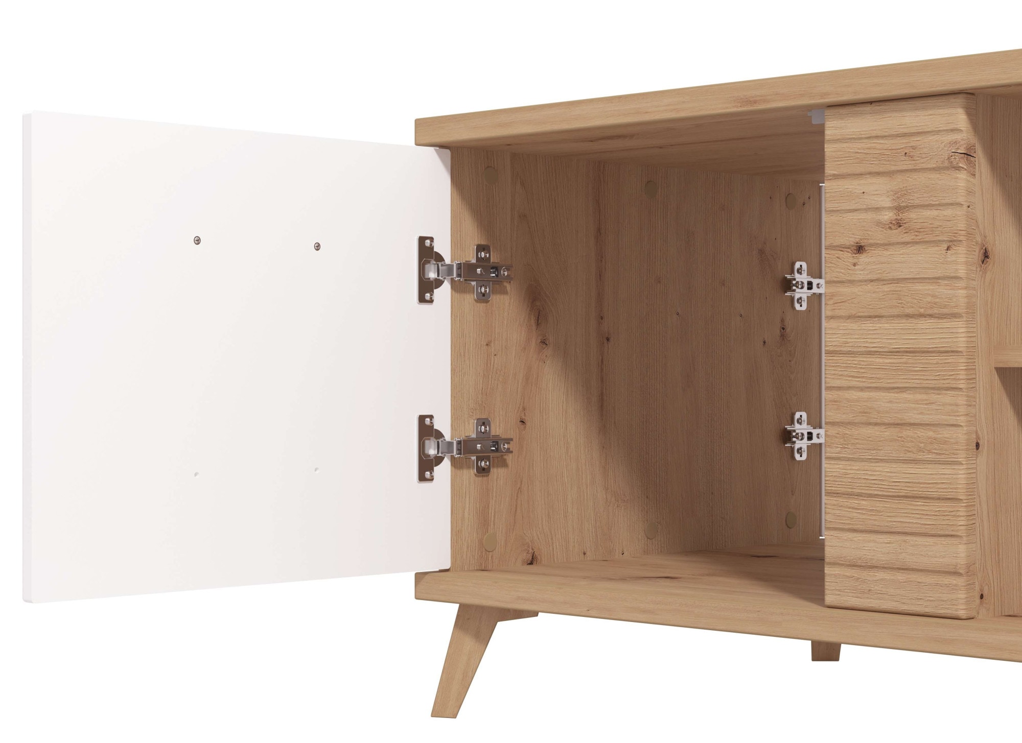 INOSIGN Couchtisch »Bretagna 120 cm, rechteckig, in zeitloser Design« mit viel Stauraum, Artisan Eiche Dekor mit Segmenten in Weiß