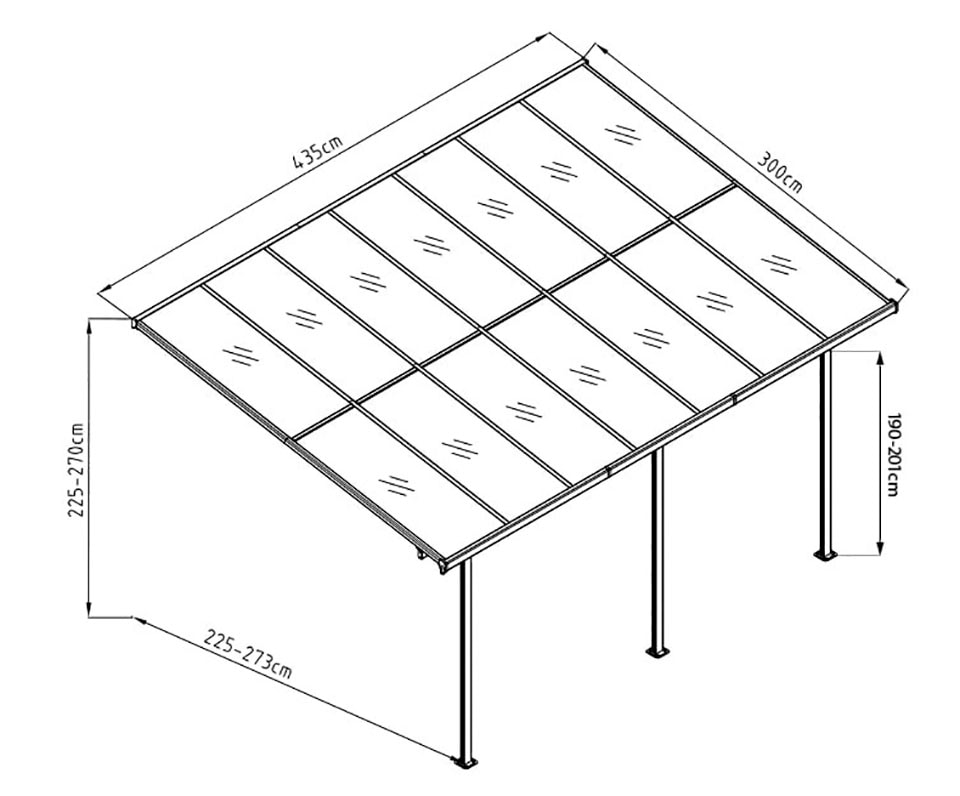 WESTMANN Terrassendach »Bruce«, Rahmen aus pulverbeschichtetem Aluminium, schwarz