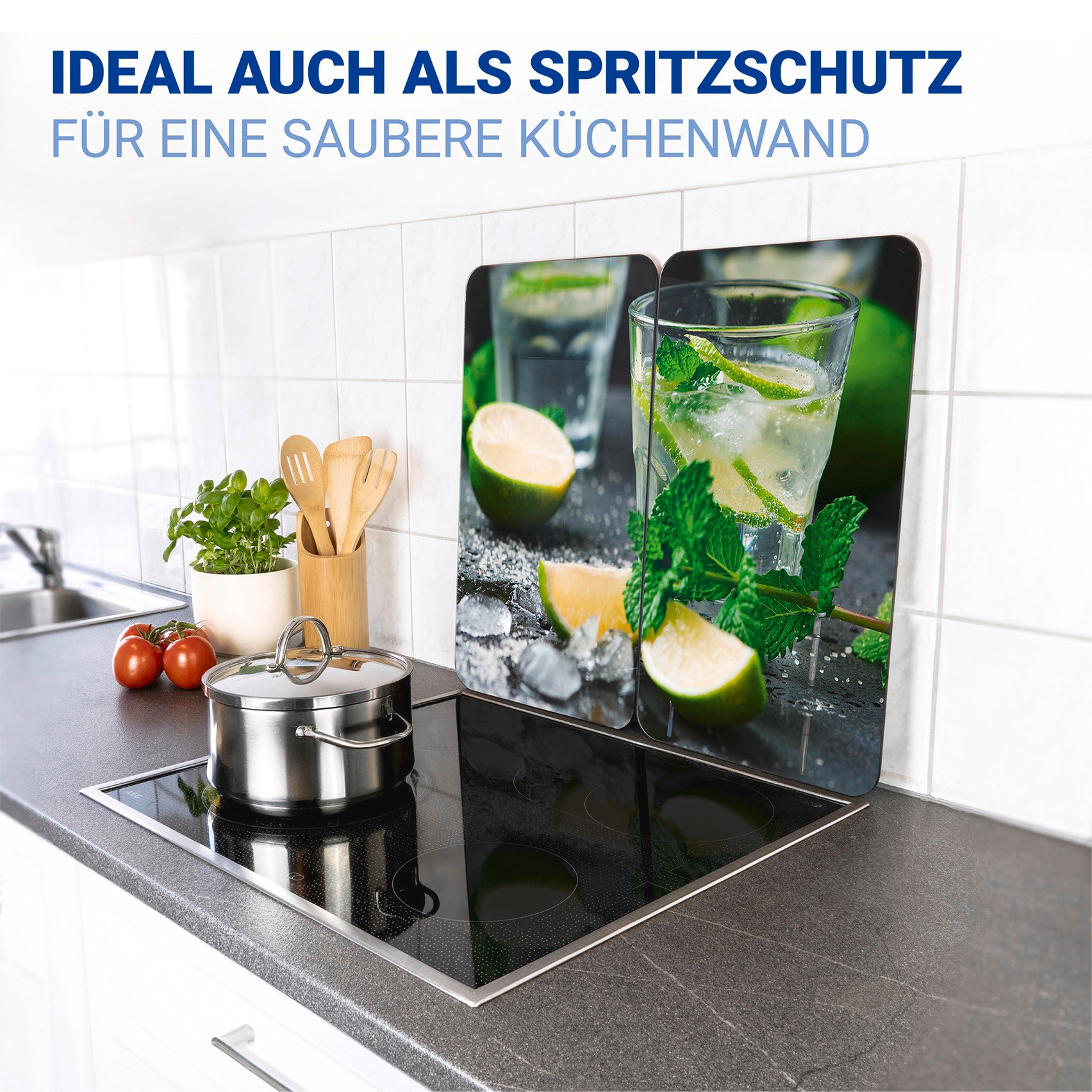 WENKO Herd-Abdeckplatte »Universal Modell Mojito« Herdabdeckung für alle Herdarten, kratzfest, mit rutschfesten Füßen