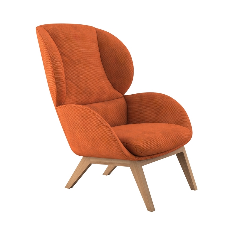 FLEXLUX Ohrensessel »Adria«, Stil & Komfort, organische Form, Fuß Eiche