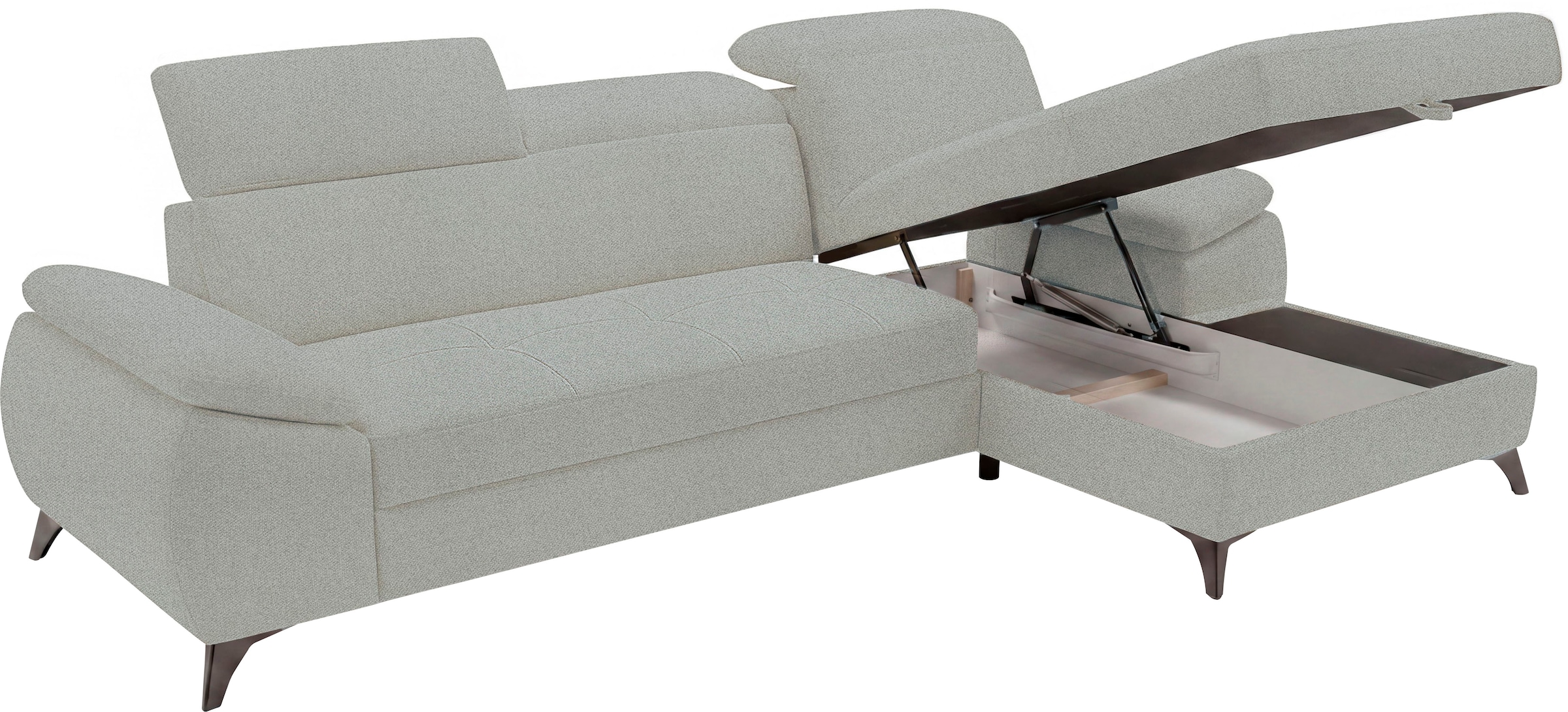exxpo - sofa fashion Ecksofa »TAOS bequem, komfortabel durch Kopfteilverstellung, Breite 281cm« inkl. Bettfunktion und Bettkasten,toller Sitzkomfort, Steppung im Sitz