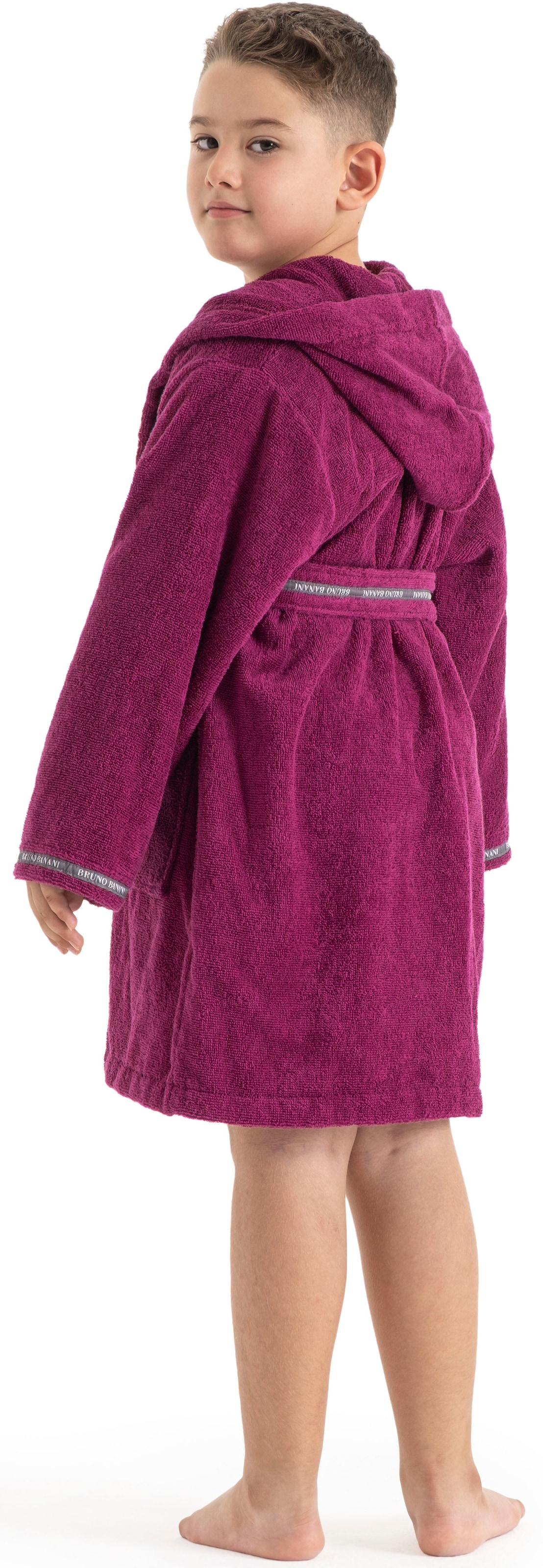 Bruno Banani Kinderbademantel »Danny, Ideal für Zuhause, Schwimmbad oder im Urlaub«, (1 St.), mit Logostreifen, aus 100% Baumwolle