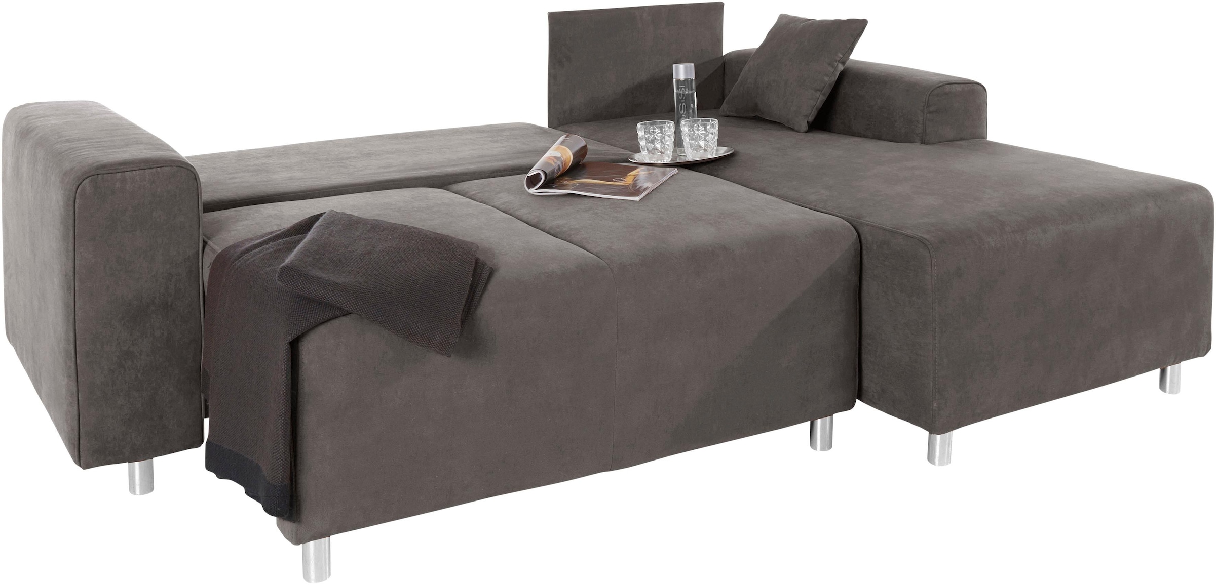 Guido Maria Kretschmer Home&Living Ecksofa »Györ«, L-Form, wahlweise mit Bettfunktion und Bettkasten incl. 2 Zierkissen