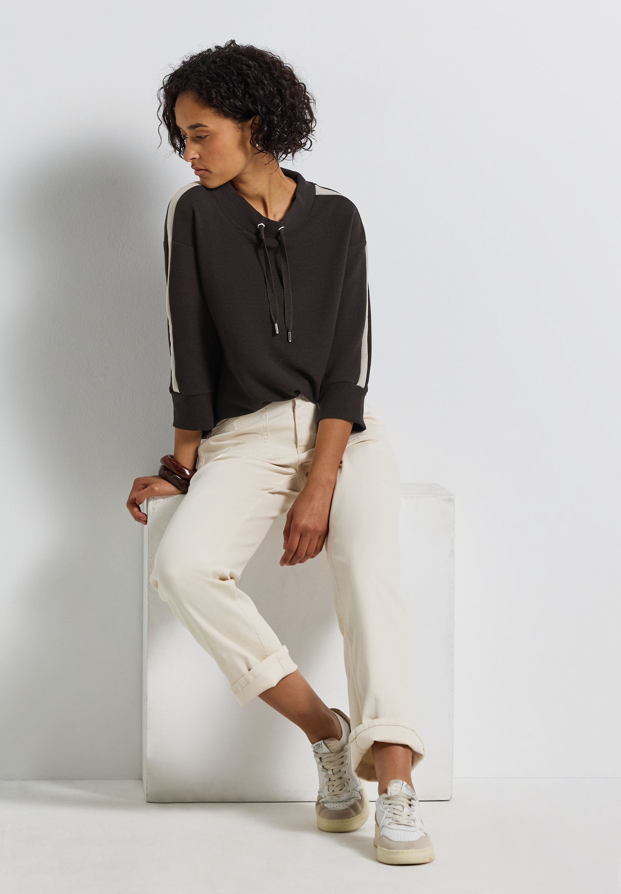 STREET ONE Kapuzensweatshirt , Ottoman Shirt mit Tape
