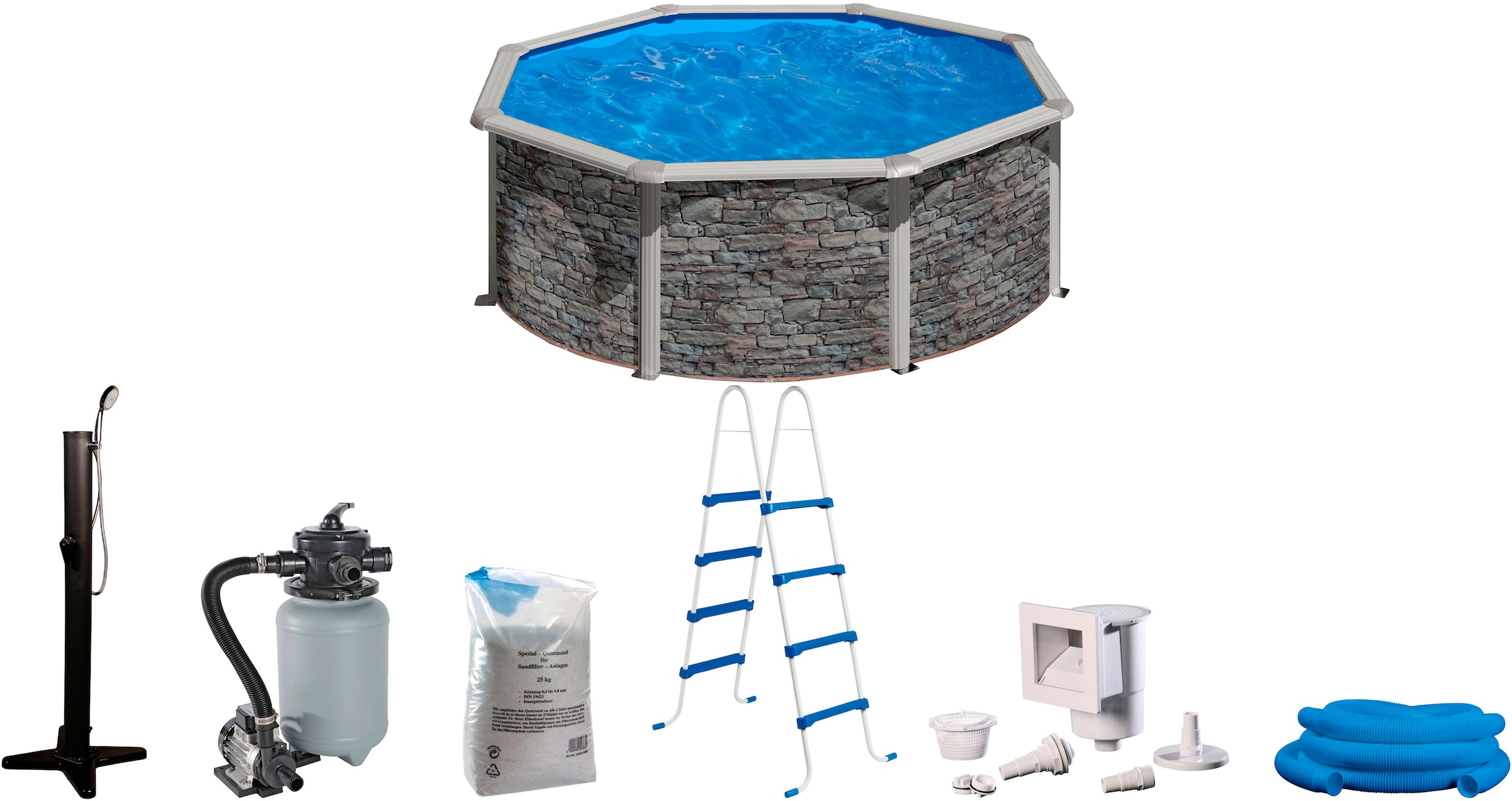 my POOL BWT Rundpool »ØxH: 300x120 cm«, (Spar-Set, 6 tlg.), mit Solardusche