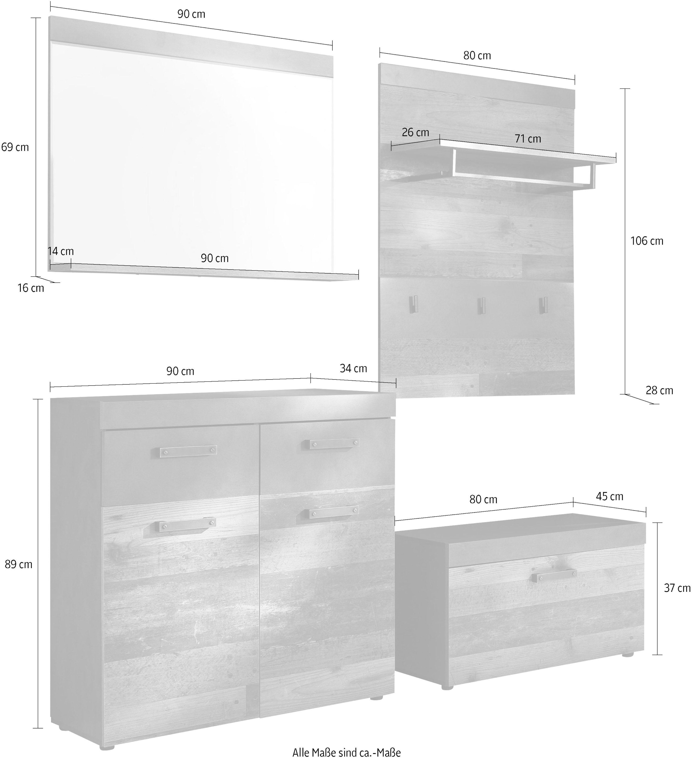 INOSIGN Garderoben-Set »Ilana«, (Set, 4 St.), moderner Industrial Style