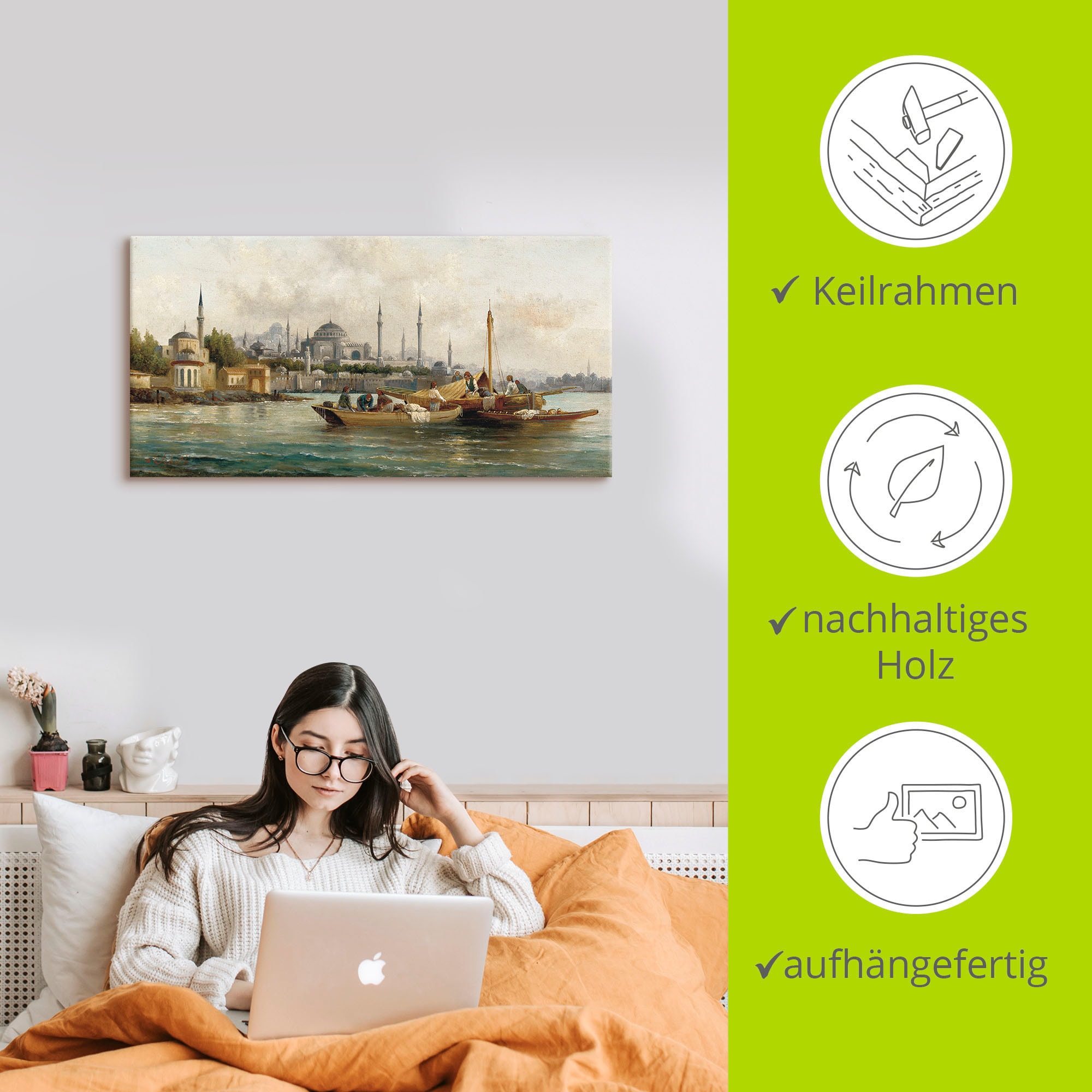 Artland Wandbild »Handelsschiffe vor Hagia Sophia«, Boote & Schiffe, (1 St.), als Leinwandbild, Poster, Wandaufkleber in verschied. Größen