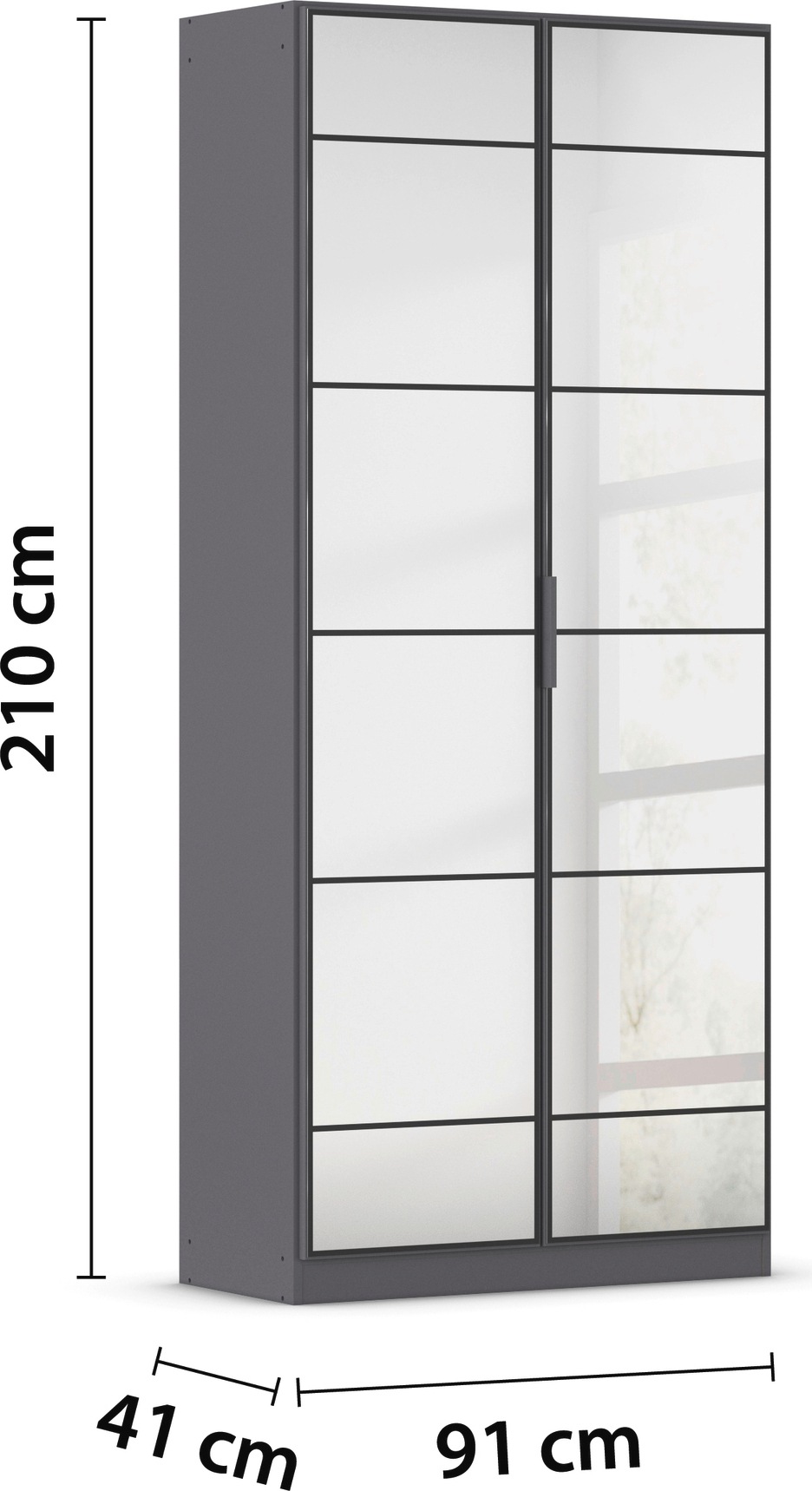 rauch Drehtürenschrank »Kleiderschrank Schrank Garderobe Schlafzimmerschrank ACERO« praktisch in Tiefe 41 cm mit vielen Einlegeböden,  Spiegelfront in moderner Loft-Optik MADE IN GERMANY