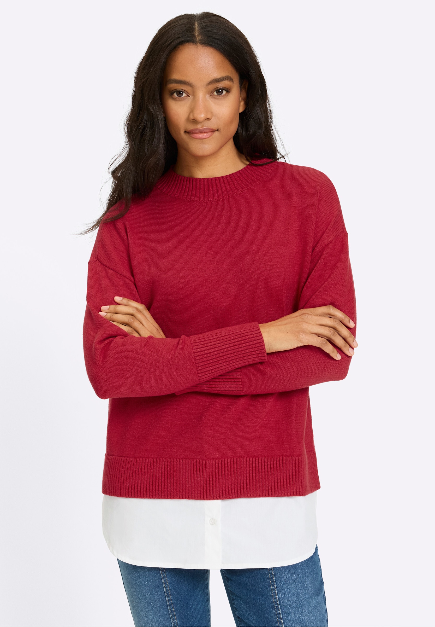 heine Strickpullover »2-in-1-Pullover 2-in-1-Pullover mit Bluseneinsatz«
