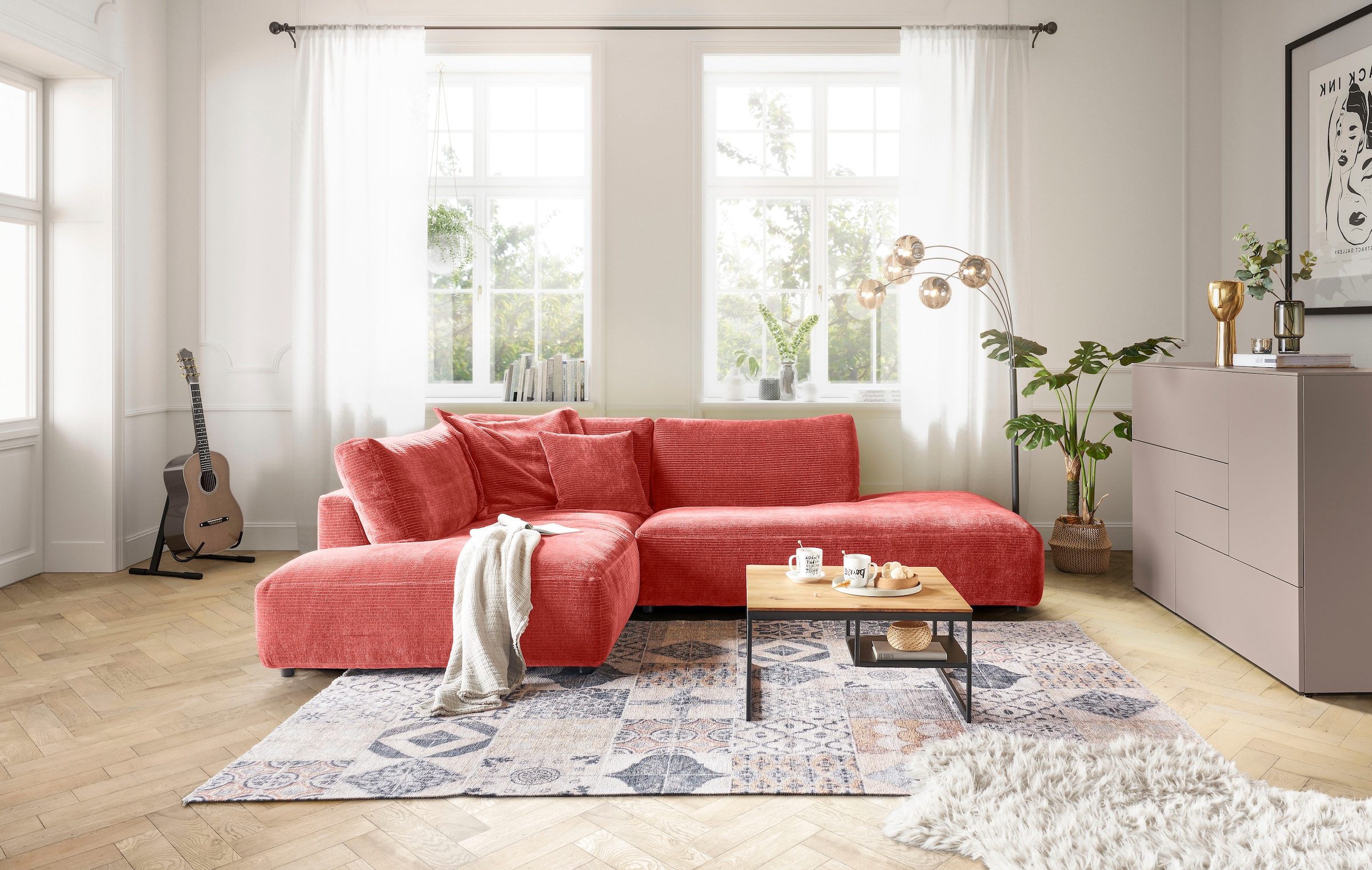 Musterring Ecksofa »Lucia«, mit großem Longchair, verschiedene Farben, B304 x T224 cm