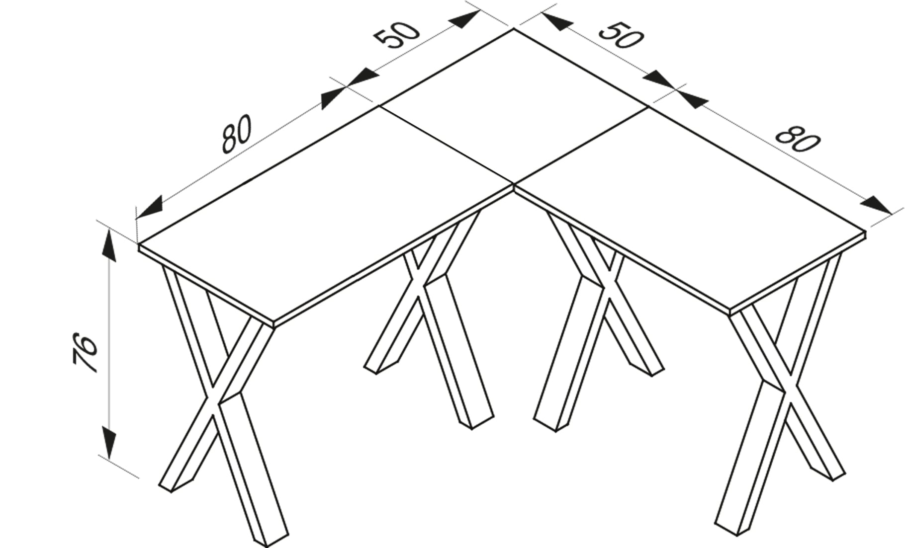 VCM Schreibtisch »X Schreibtisch Eckschreibtisch L Form 130x130x50« 1 Stk. tlg.