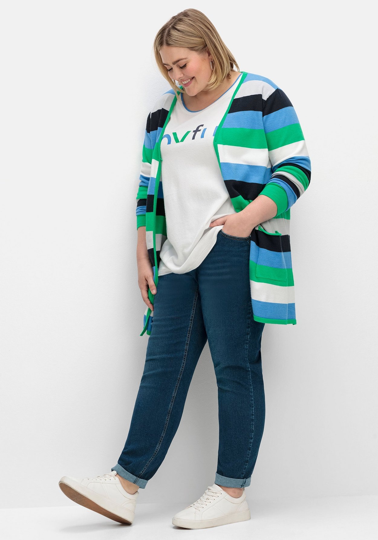 Sheego Stretch-Jeans »Schmale Jeans mit breitem High-Waist-Bund«