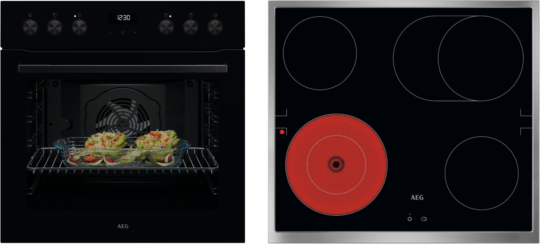 AEG Elektro-Herd-Set Serie 5000 »OU5AE20SK« Aqua Clean Einbaukochfeld mit Herd: Heißluft für gleichmäßig perfekte Ergebnisse