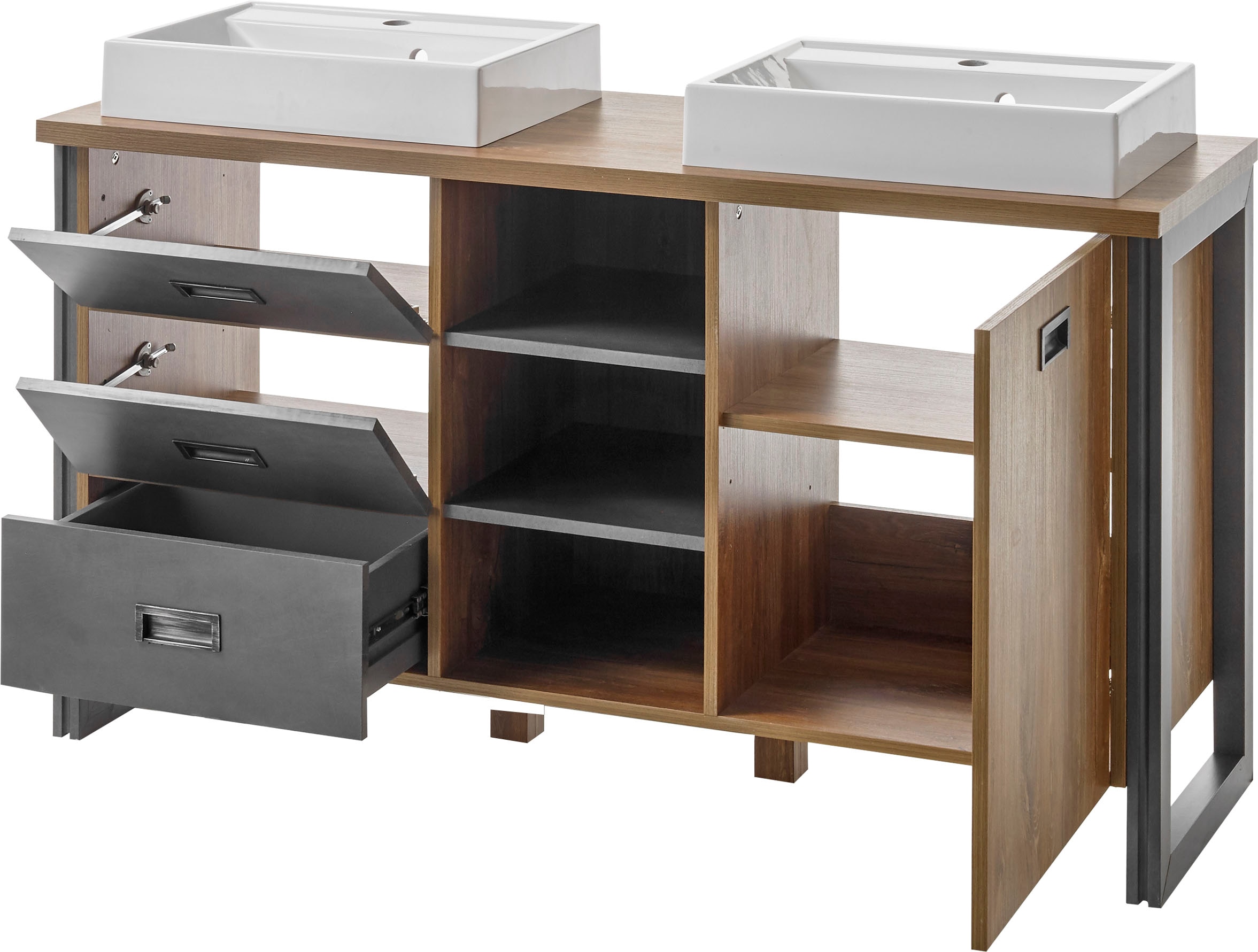 Home affaire Waschtisch »Detroit, Unterschrank mit Apothekergriff, Badschrank, Industrialdesign«