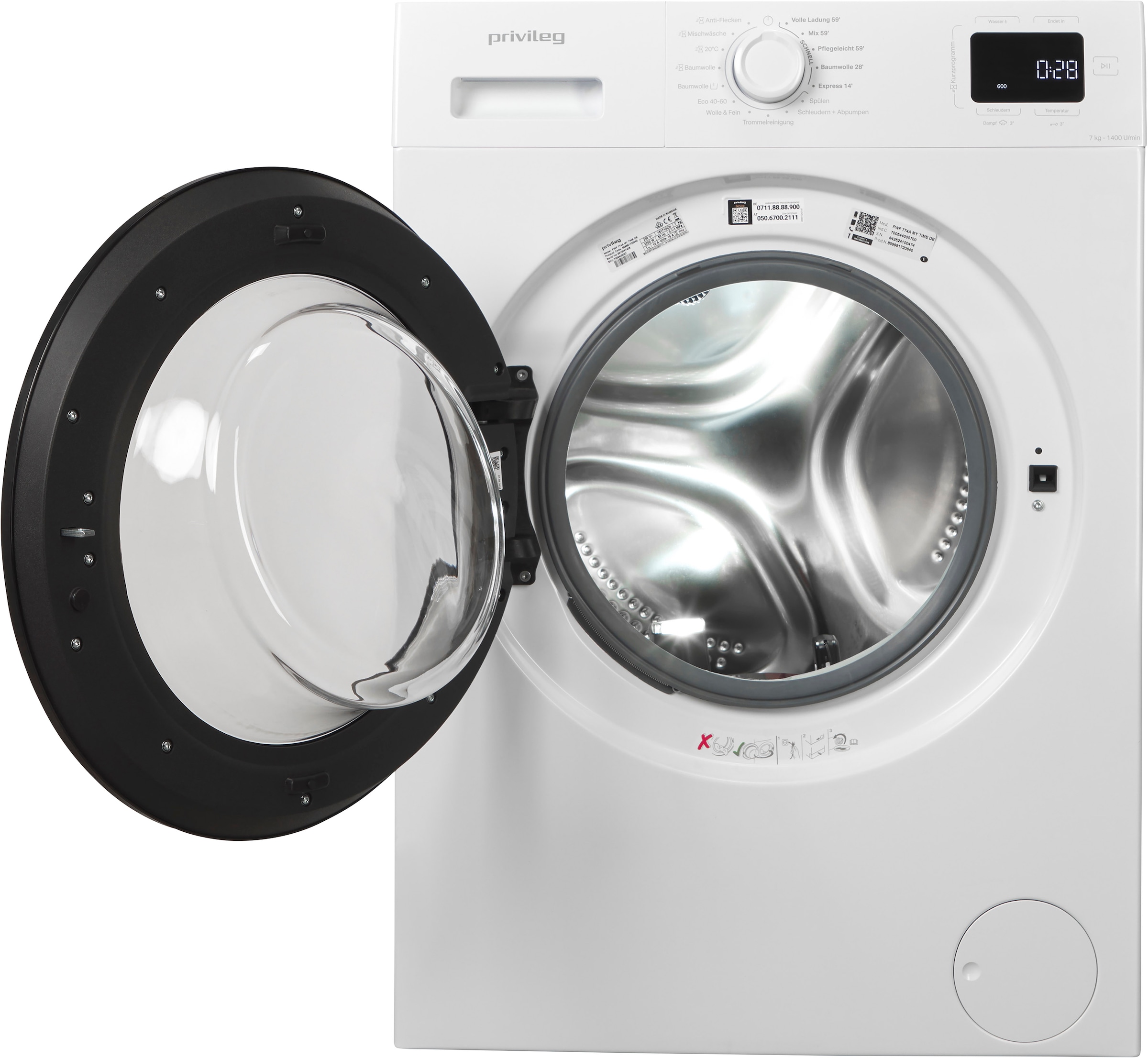 Privileg Waschmaschine MY TIME »PWF 774A MY TIME DE«, 7 kg, 1400 U/min, Quick Cycles – 5 Programme in unter 1 Stunde