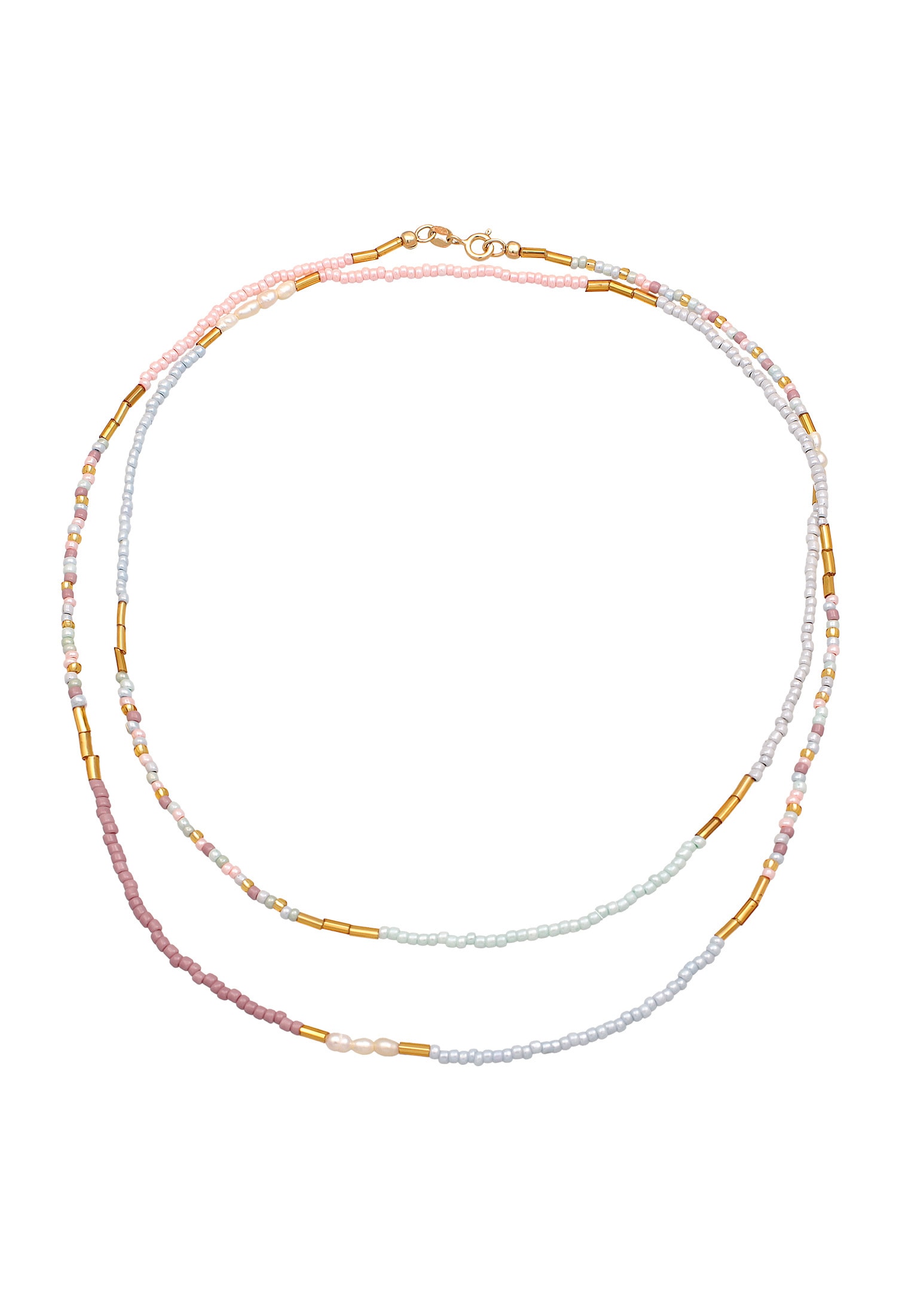 Elli Silberkette »Halskette Glas Perlen Süßwasser-Zuchtperle Bead 925 Silber vergoldet«