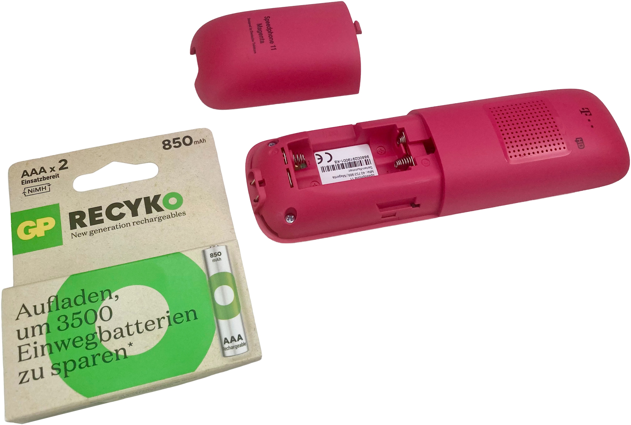 Telekom Akkupacks »Akkupack 2x AAA (1,2V) 850mAh wiederaufladbar für schnurlos Telefone« 850 mAh Festnetztelefon DECT Panasonic Gigaset Telekom Sinus Speedphone