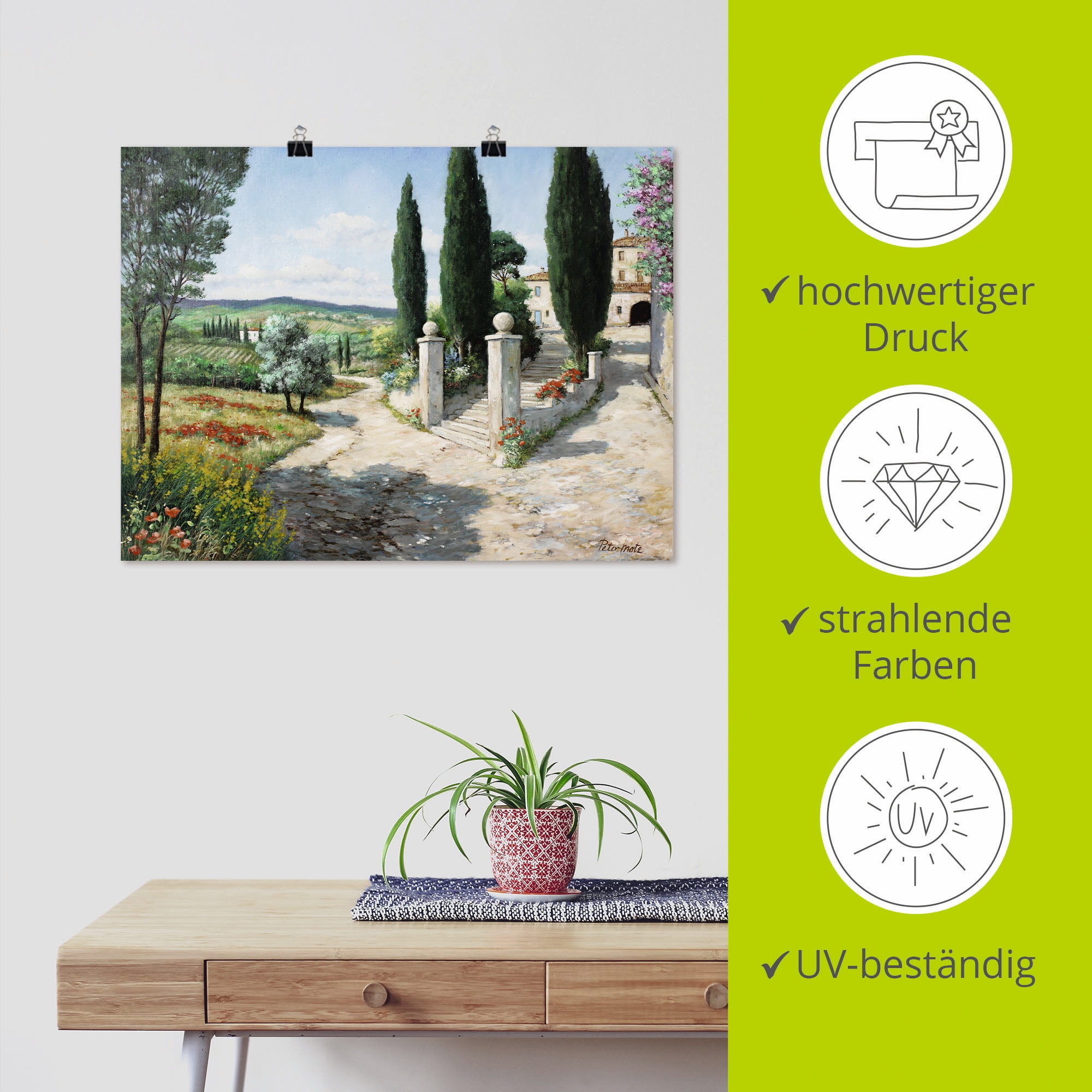 Artland Wandbild »Wohnung in der Toskana« Europa 1 Stk. tlg. als Leinwandbild, Poster in verschied. Größen