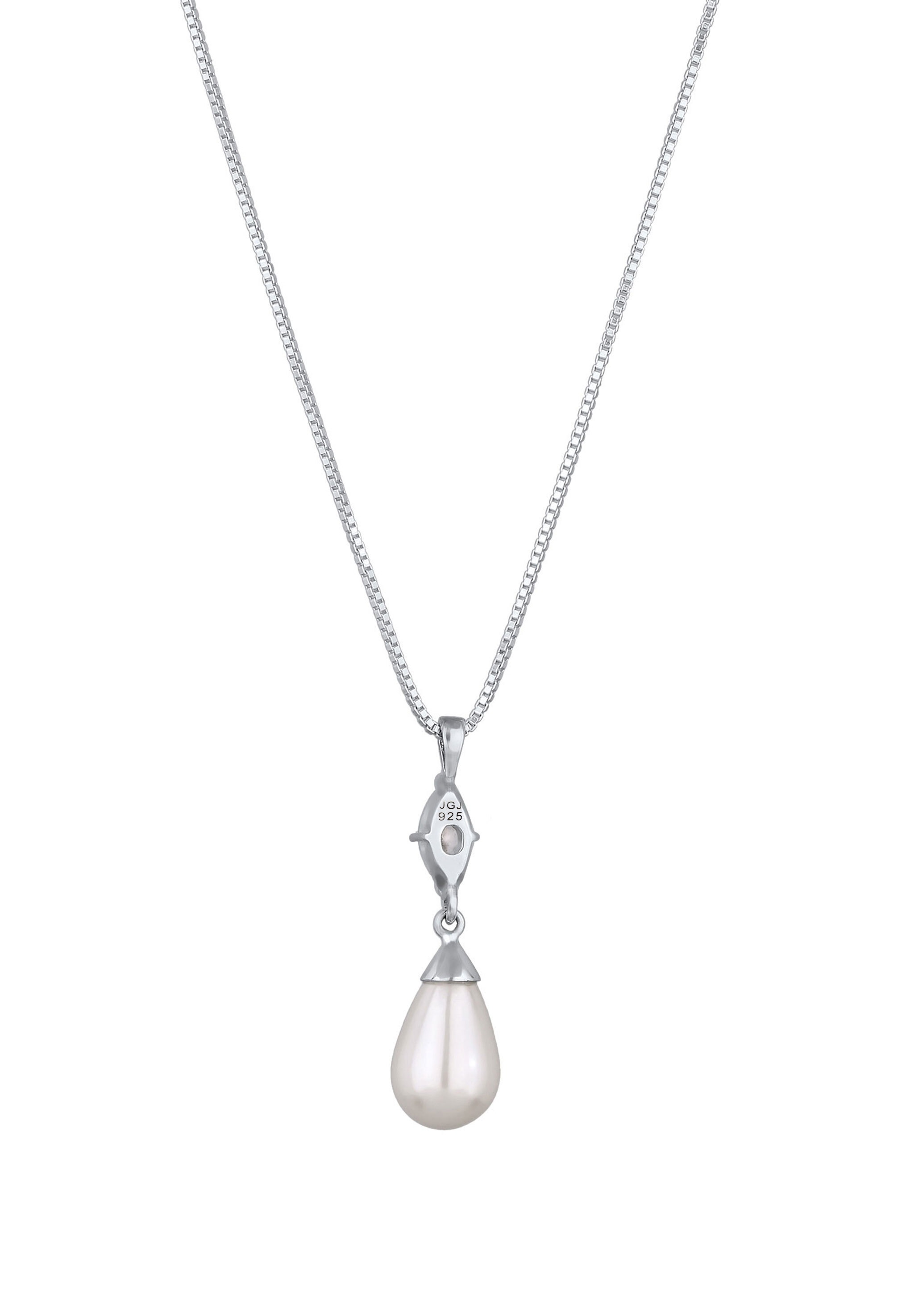 Elli Silberkette »Halskette Muschelkernperle Zirkonia Weiß 925 Sterling Silber«