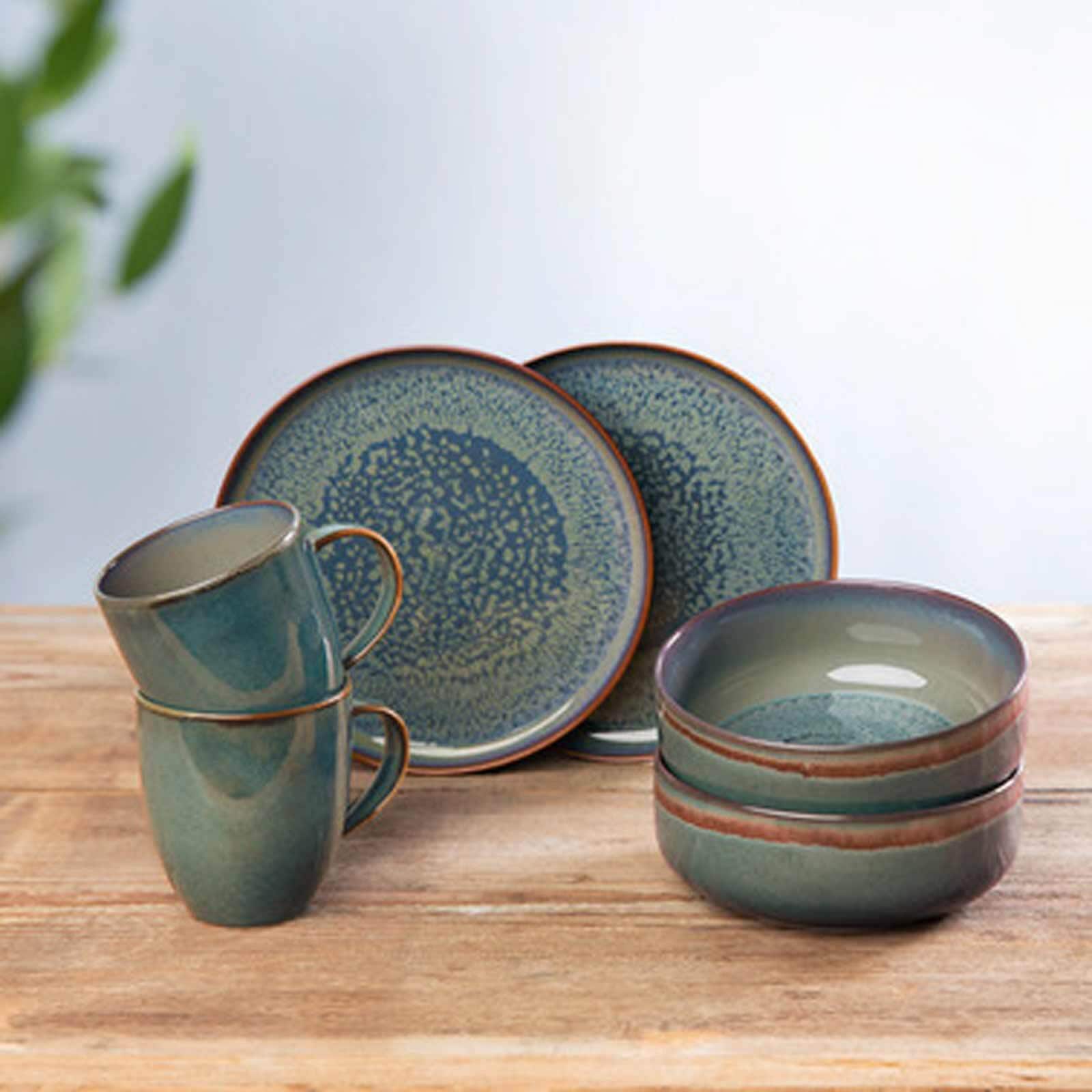 like. by Villeroy & Boch Geschirr-Set »Frühstücks-Set Crafted Breeze 6er Set blau-grau« Spülmaschinenfest, Mikrowellensicher