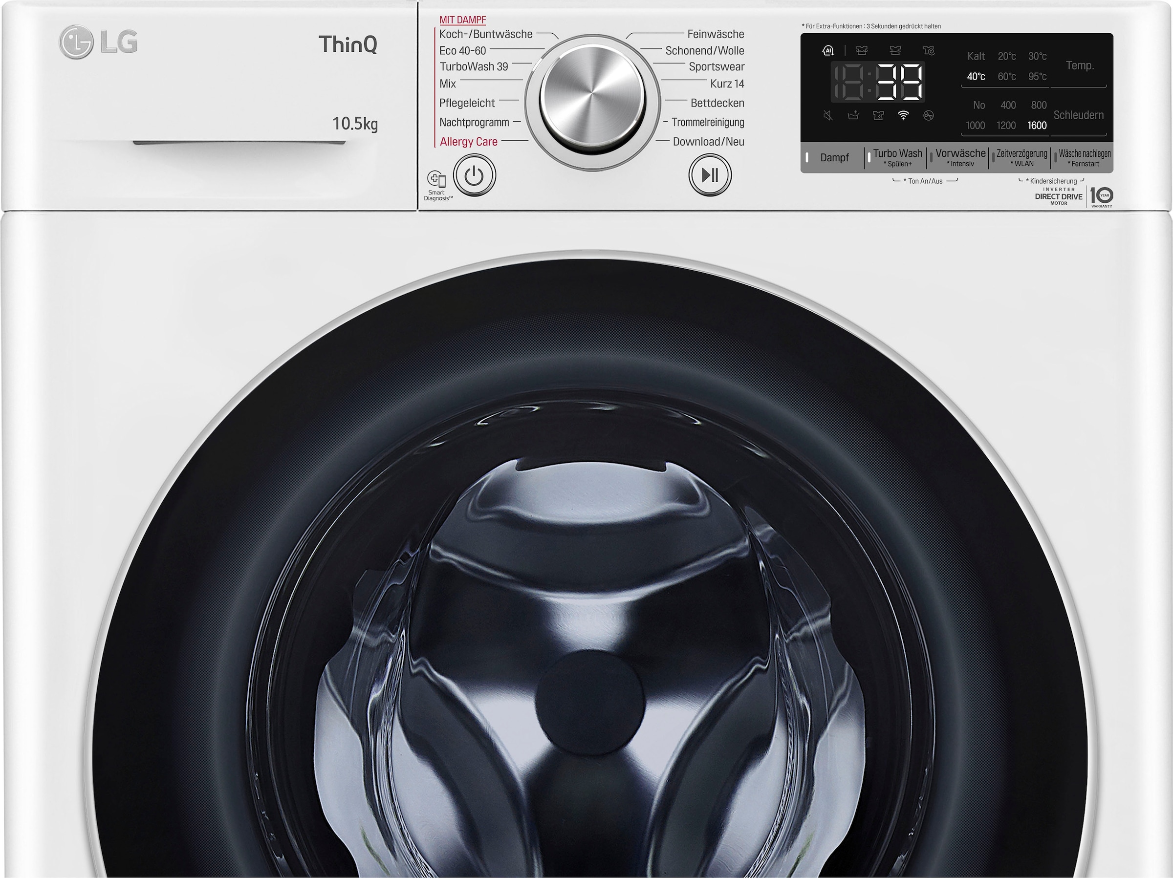 U/min, LG Waschmaschine Waschen 3 mit Jahren - 10,5 nur Garantie 1600 kg, TurboWash® in F6WV710P1, 39 »F6WV710P1«, Minuten XXL