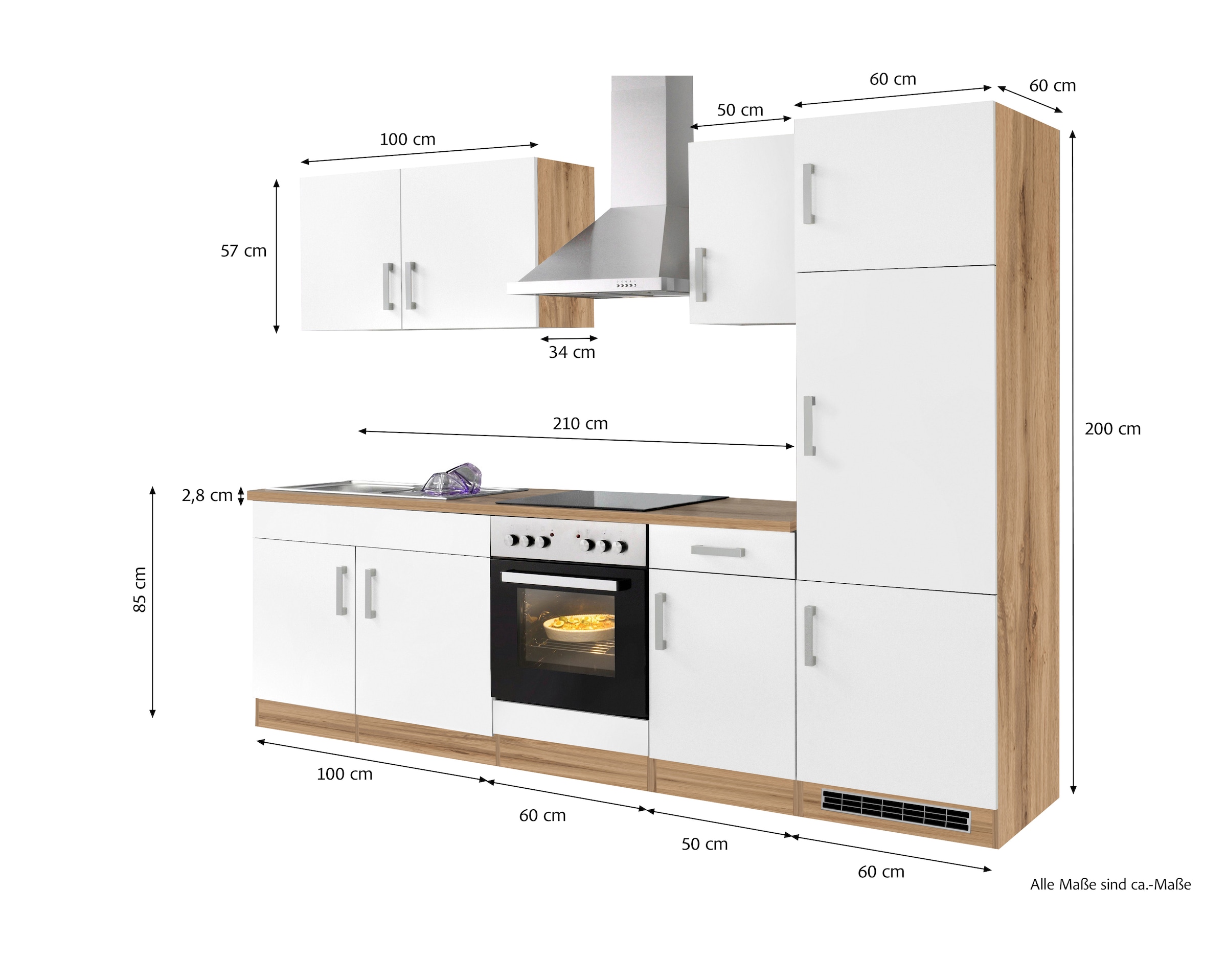 KOCHSTATION Küchenzeile »KS-Toronto« Breite 270 cm, mit E-Geräten