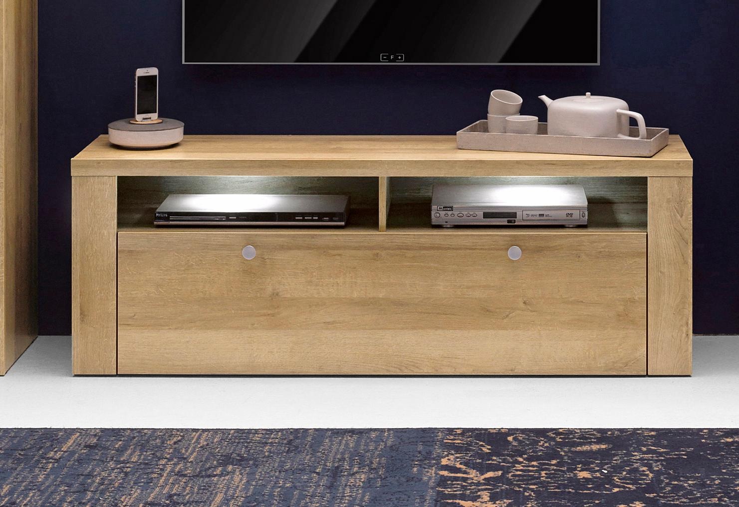 Home affaire Lowboard »Larona, zeitloses TV Board mit 1 Klappe und 2 offenen Fächern«, Breite 140 cm, Fernsehbank, viel Stauraum, dekorative Rahmenoptik