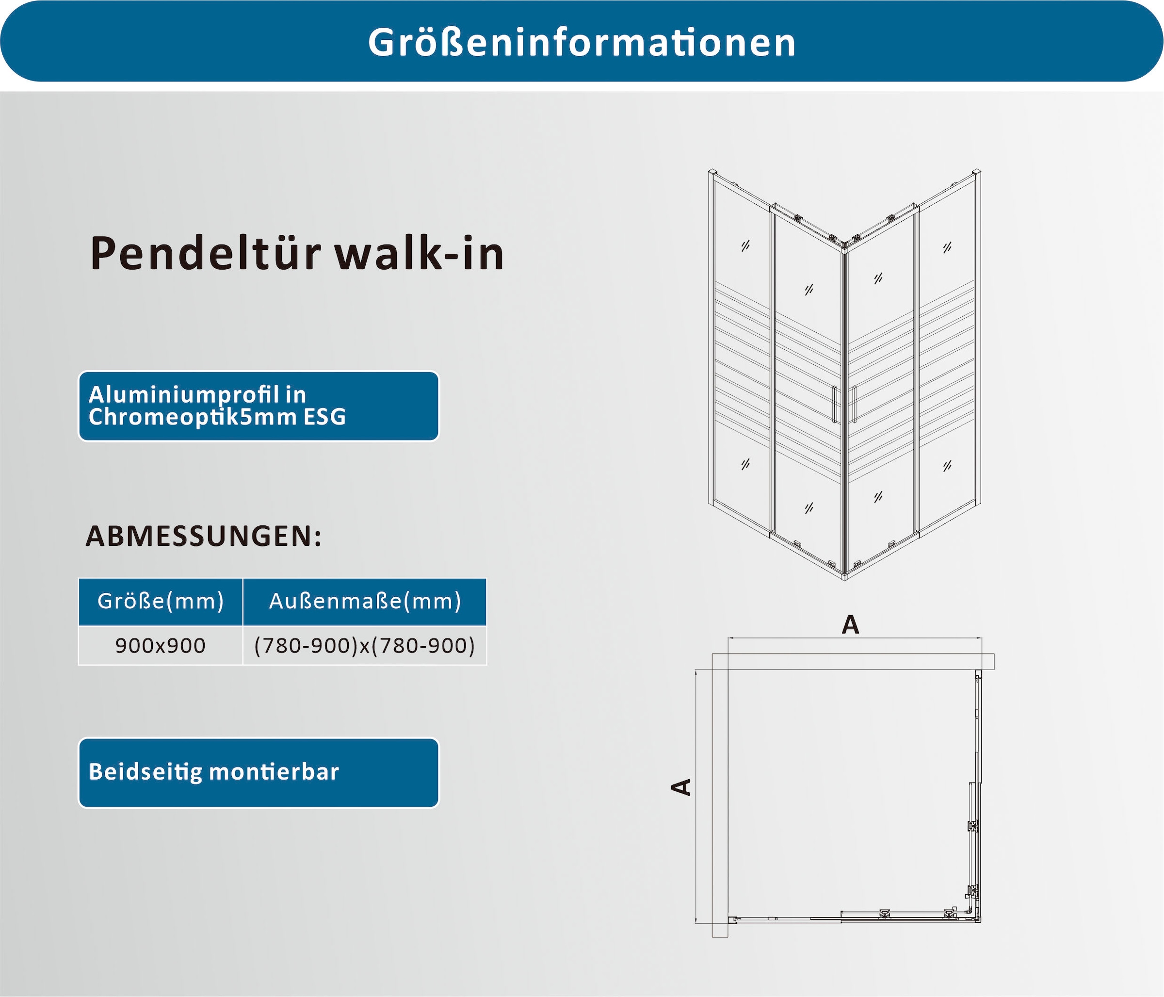 welltime Eckdusche »Trento Slimline« Eckdusche mit Profil in schmalem Design