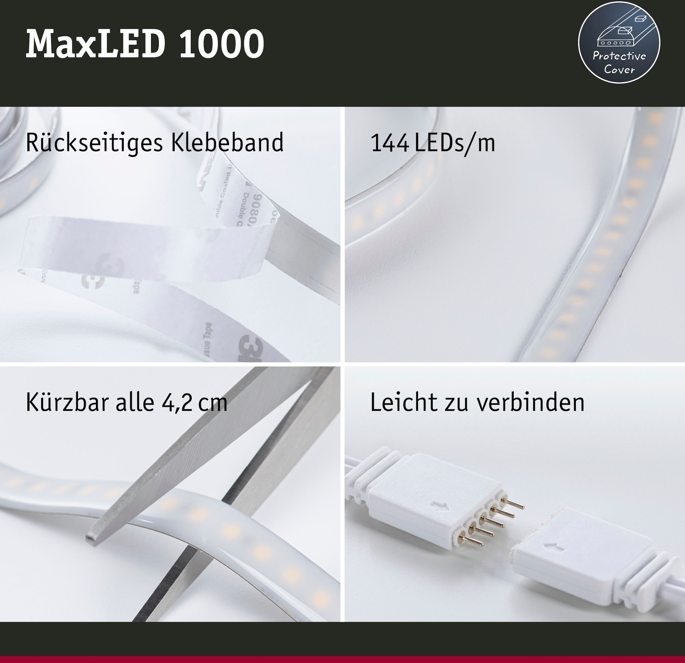 Paulmann LED-Streifen »MaxLED 1000 Basisset 1,5m Tageslichtweiß IP44 17W 1650lm beschichtet«, 1 St.-flammig
