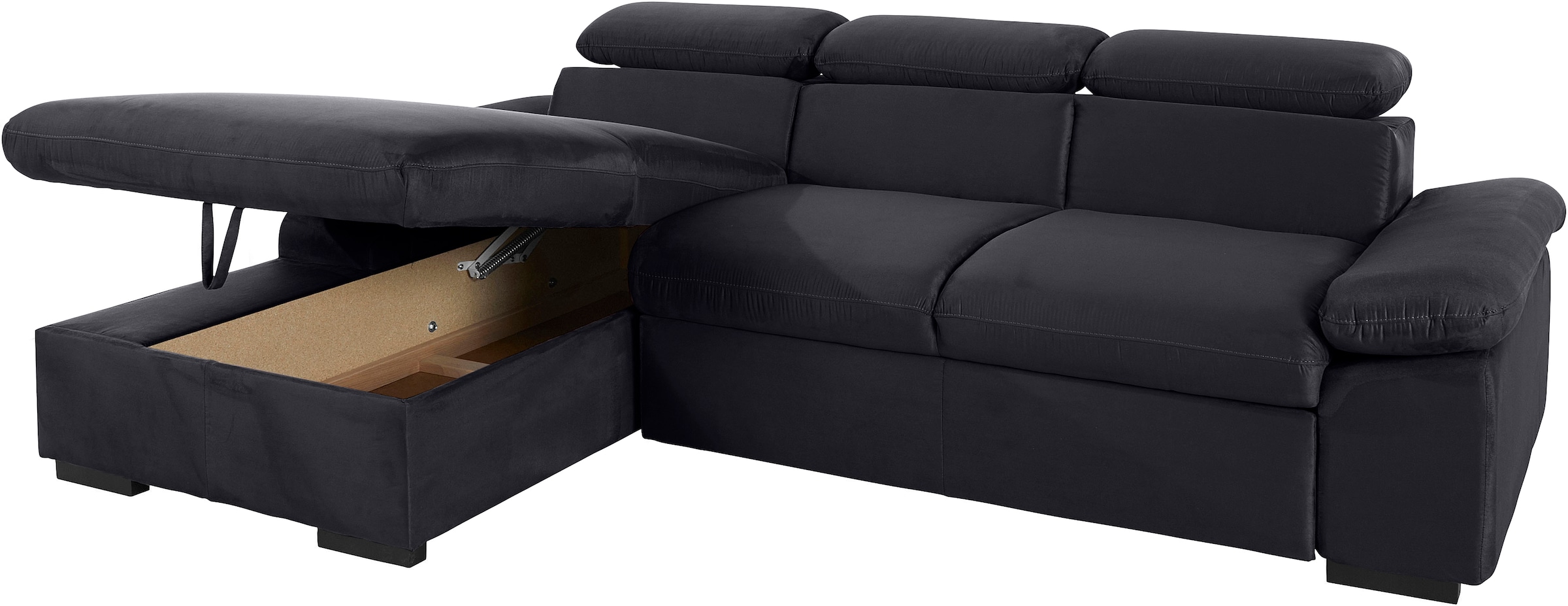 COTTA Ecksofa »Lola L-Form mit Kopfteilfunktion & Hocker«, (Set, mit Hocker), wahlweise mit Bettfunktion, Bettkasten & Armteilverstellung