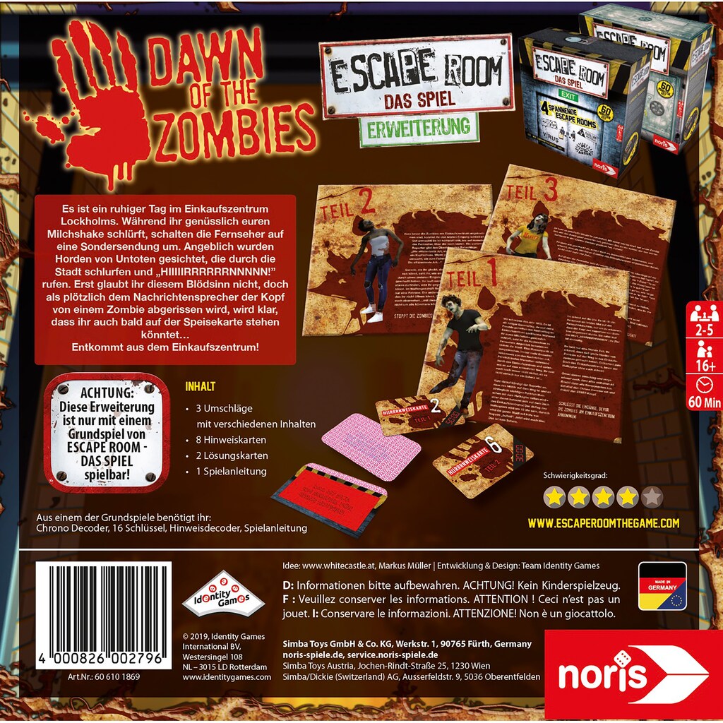 Noris Spiel »Erweiterungsspiel, Escape Room: Dawn of the Zombies«