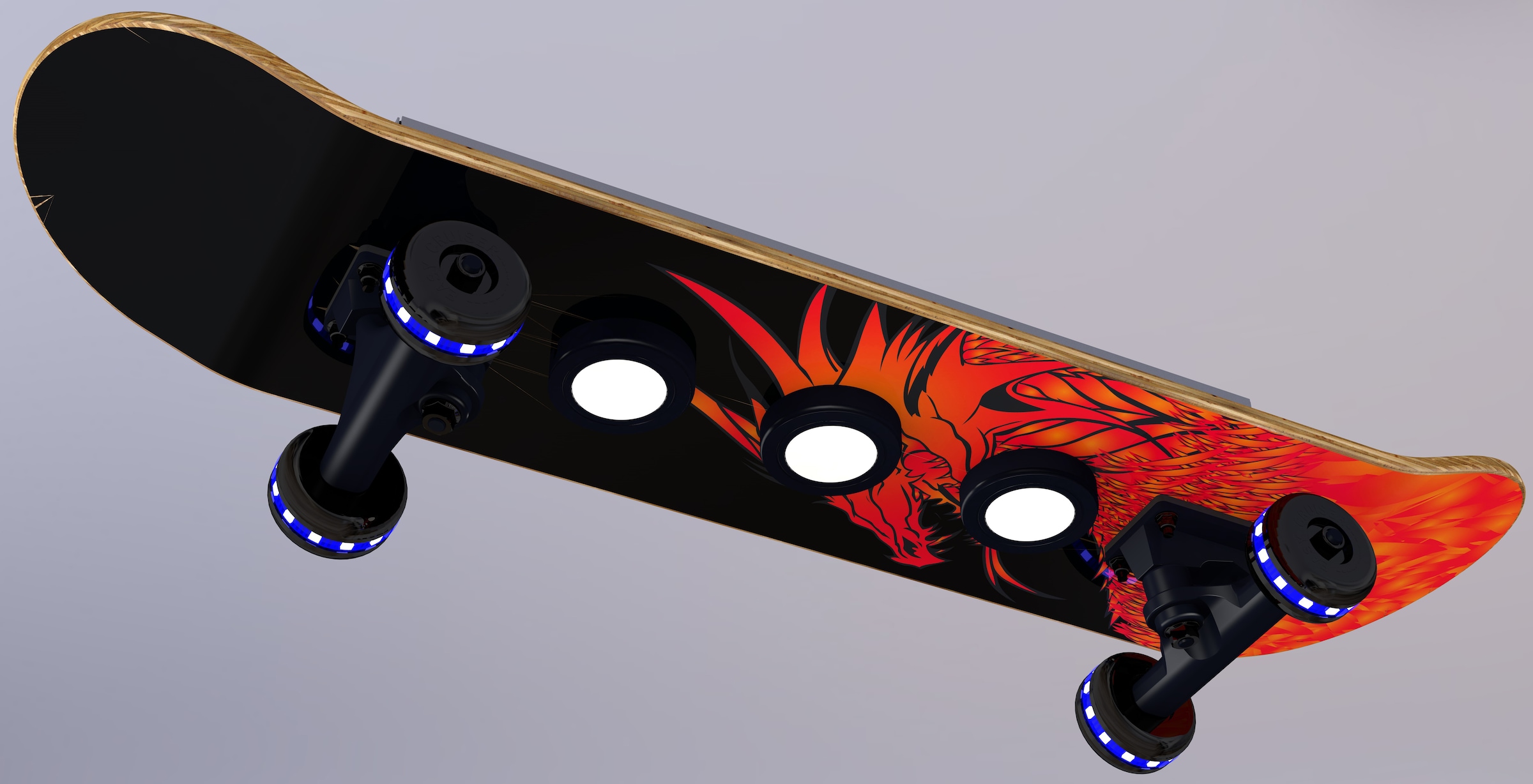 EVOTEC LED Deckenleuchte »Dragon«, 7 flammig-flammig, Easy Cruiser, Skateboard-Design, Rollen - Wheels